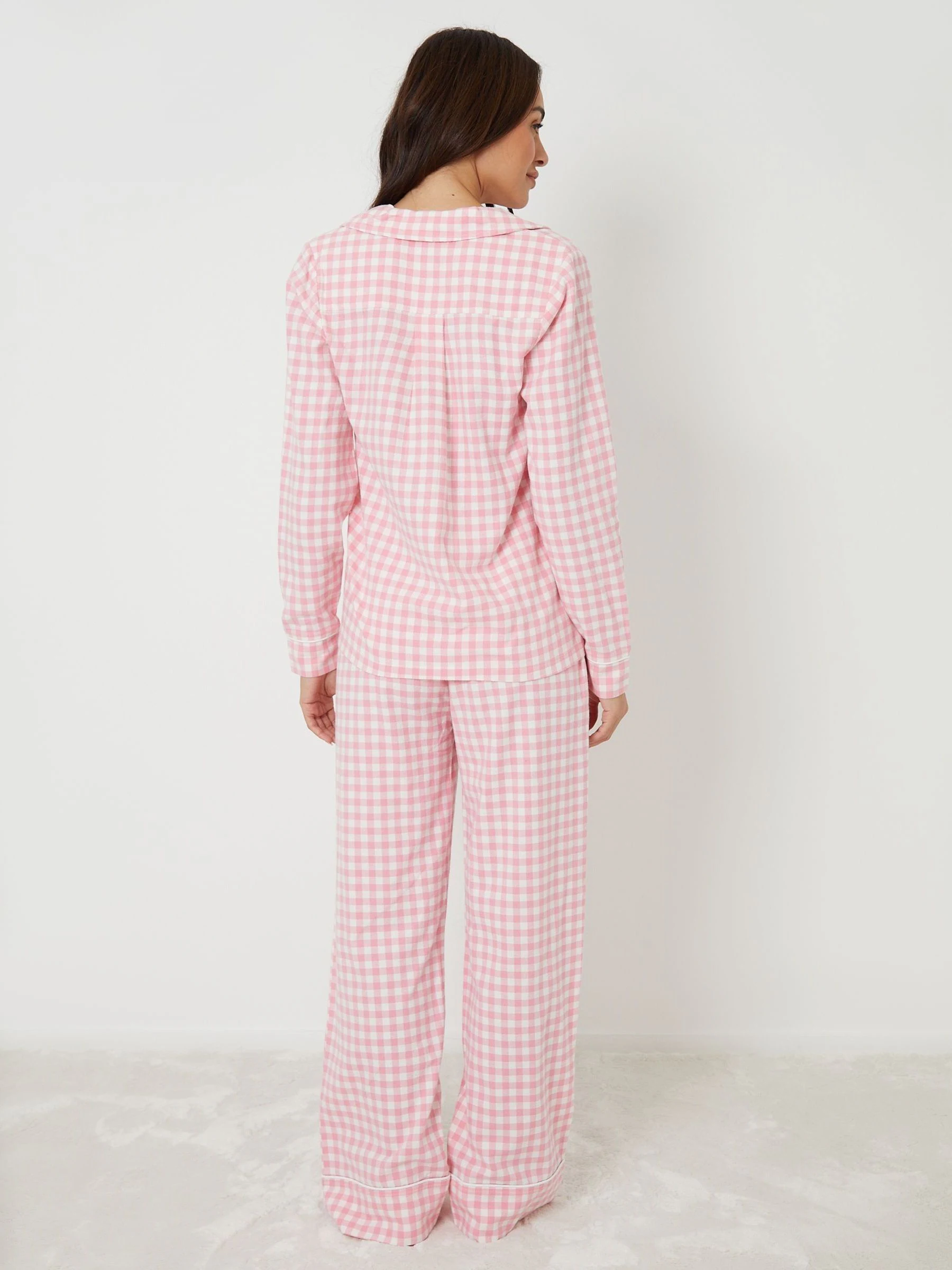 Threadbare Pink Check Long Sleeve Pyjamas Set