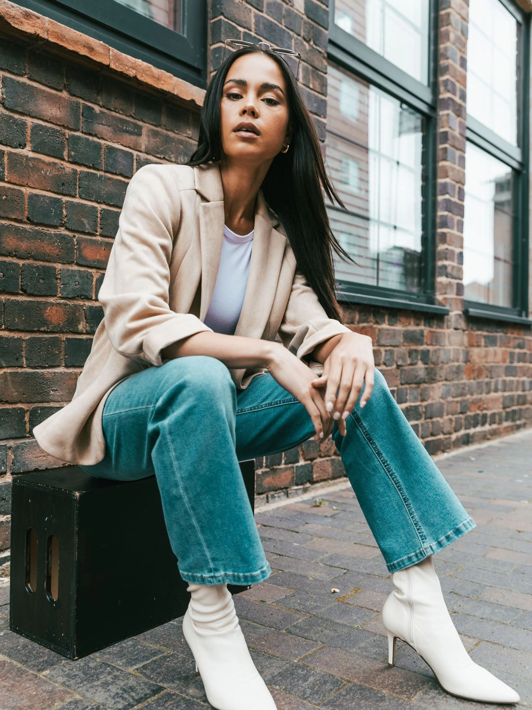 Roman Natural Petite Suedette Blazer