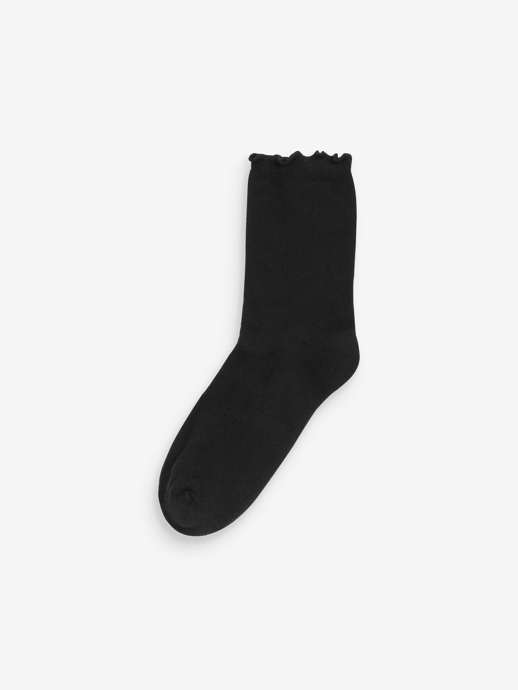 Black Frill Top Cushion Sole Ankle Socks 4 Pack