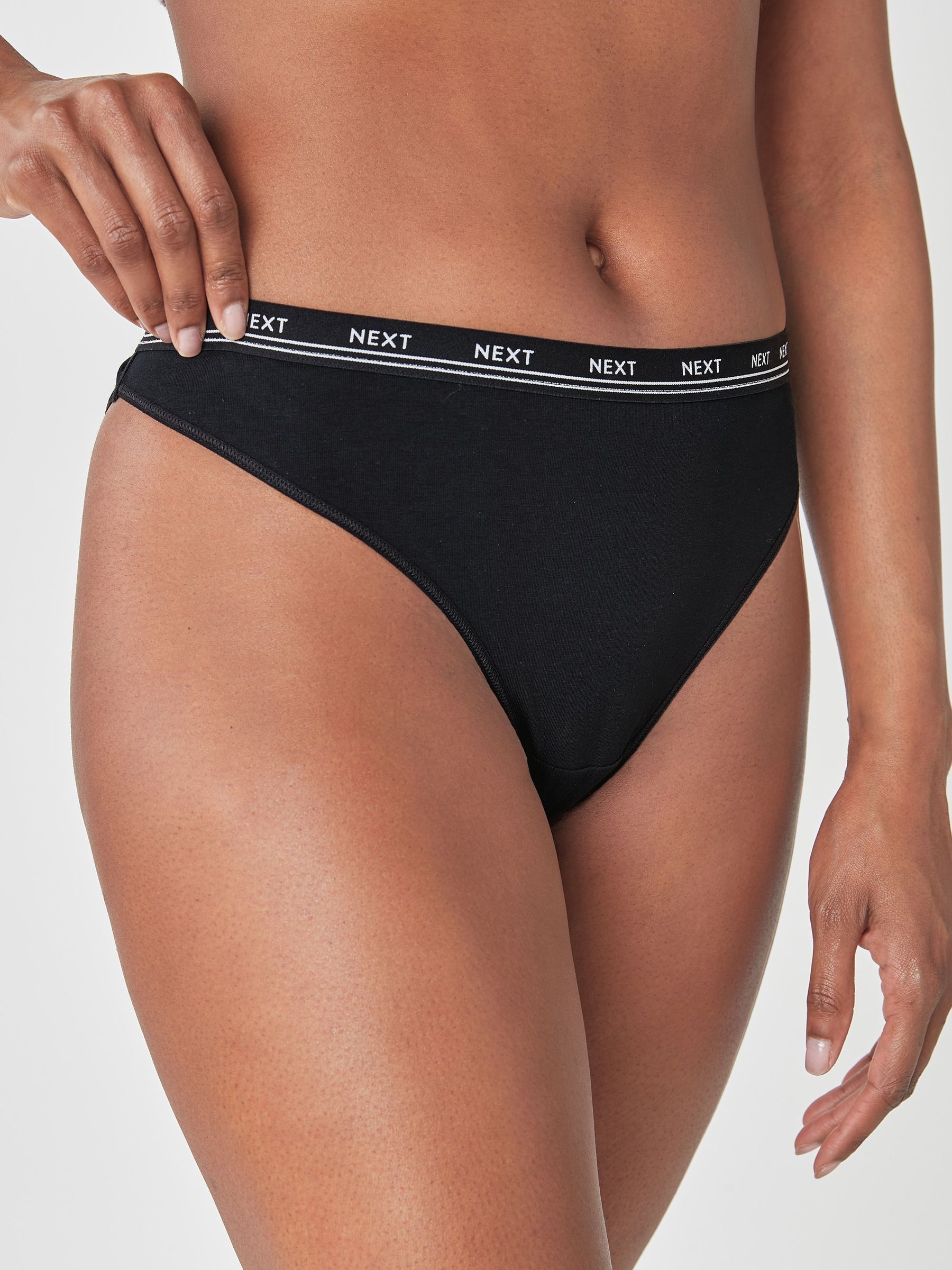Black High Leg Cotton Logo Knickers 4 Pack