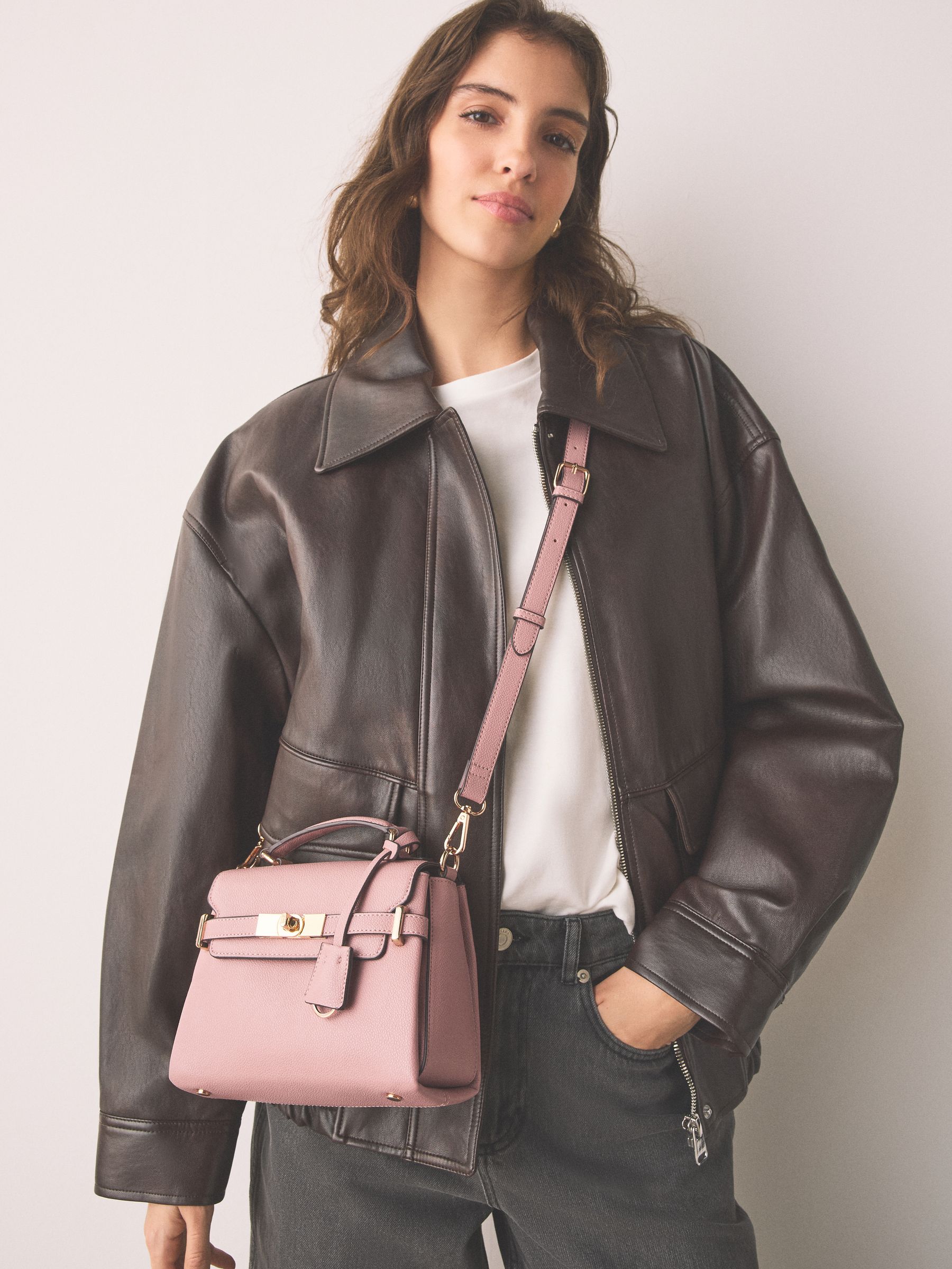 Pink Belted Hand Held Bag