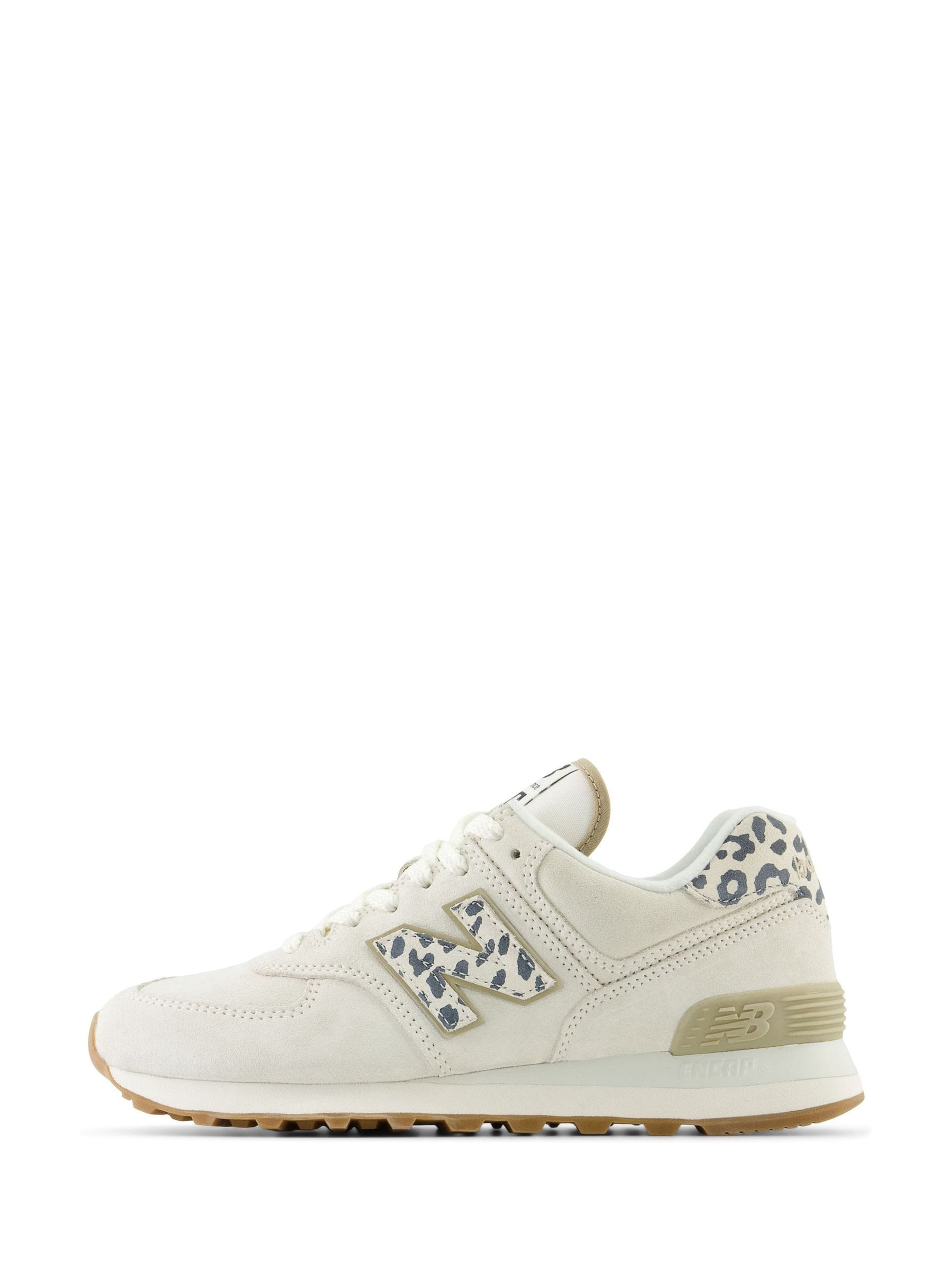 New Balance Cream/Leopard Print 574 Trainers