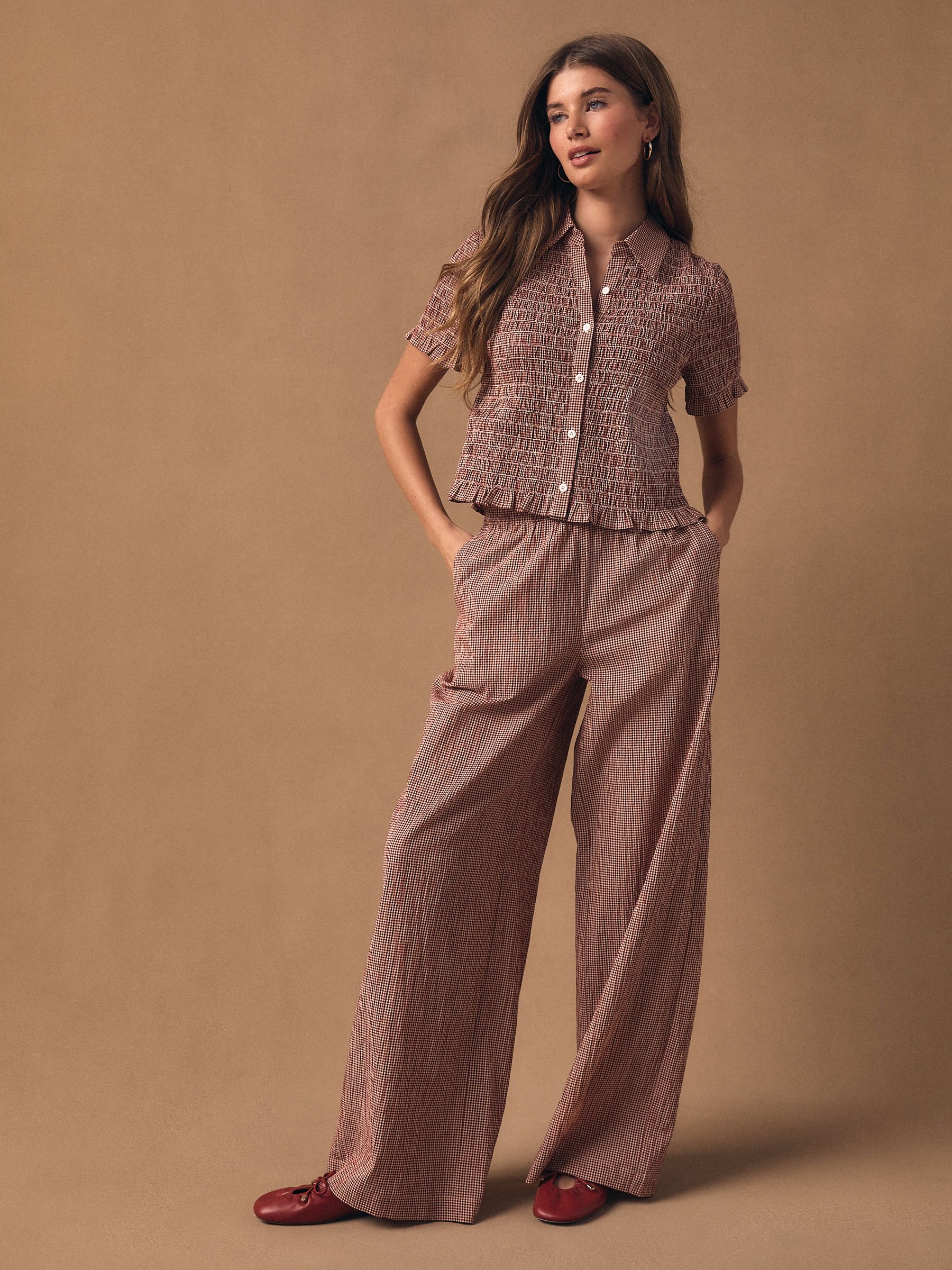 Red Gingham Short Sleeved Shirt