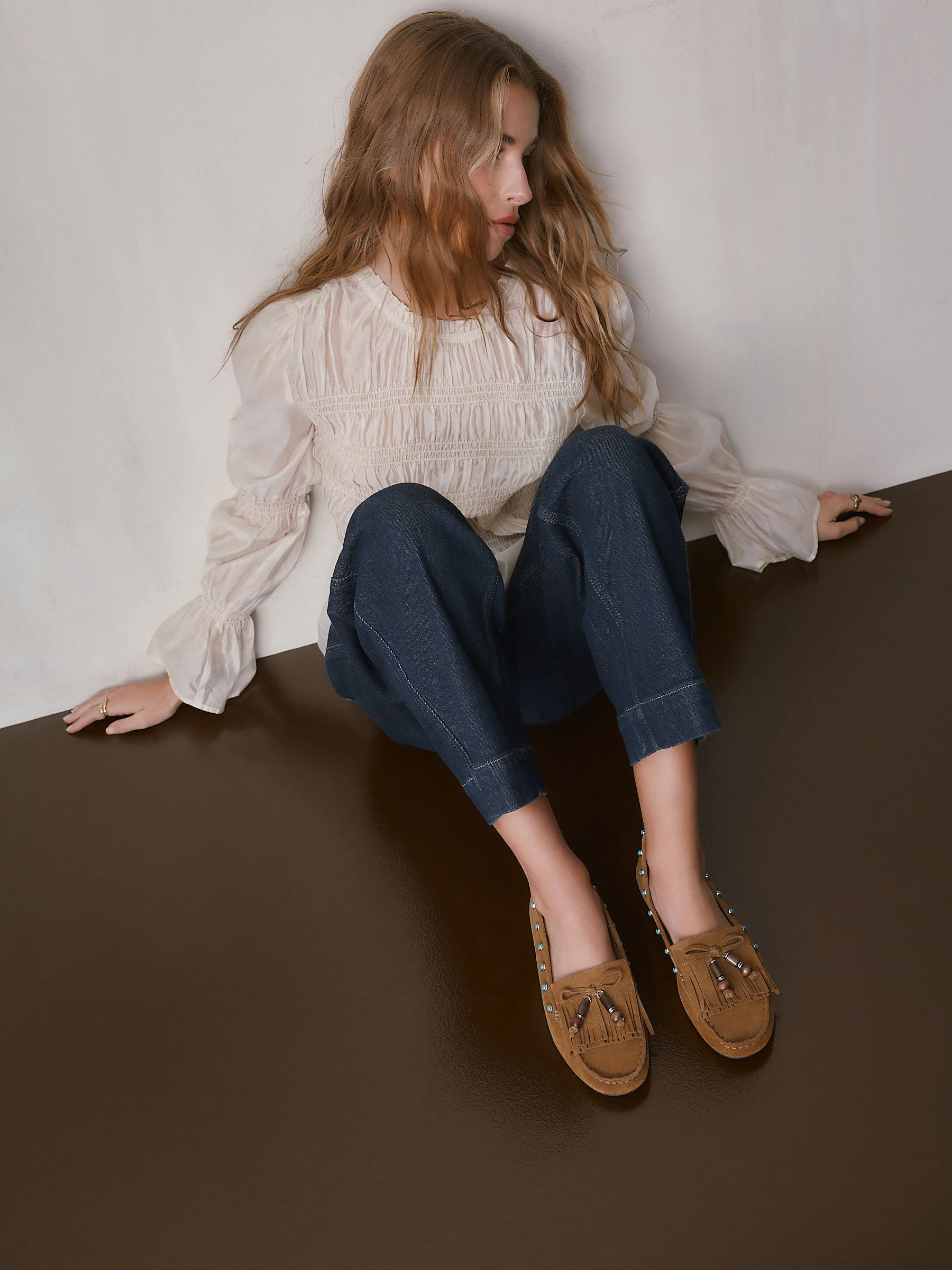 Tan Brown Forever Comfort® Leather Loafers With Fringing