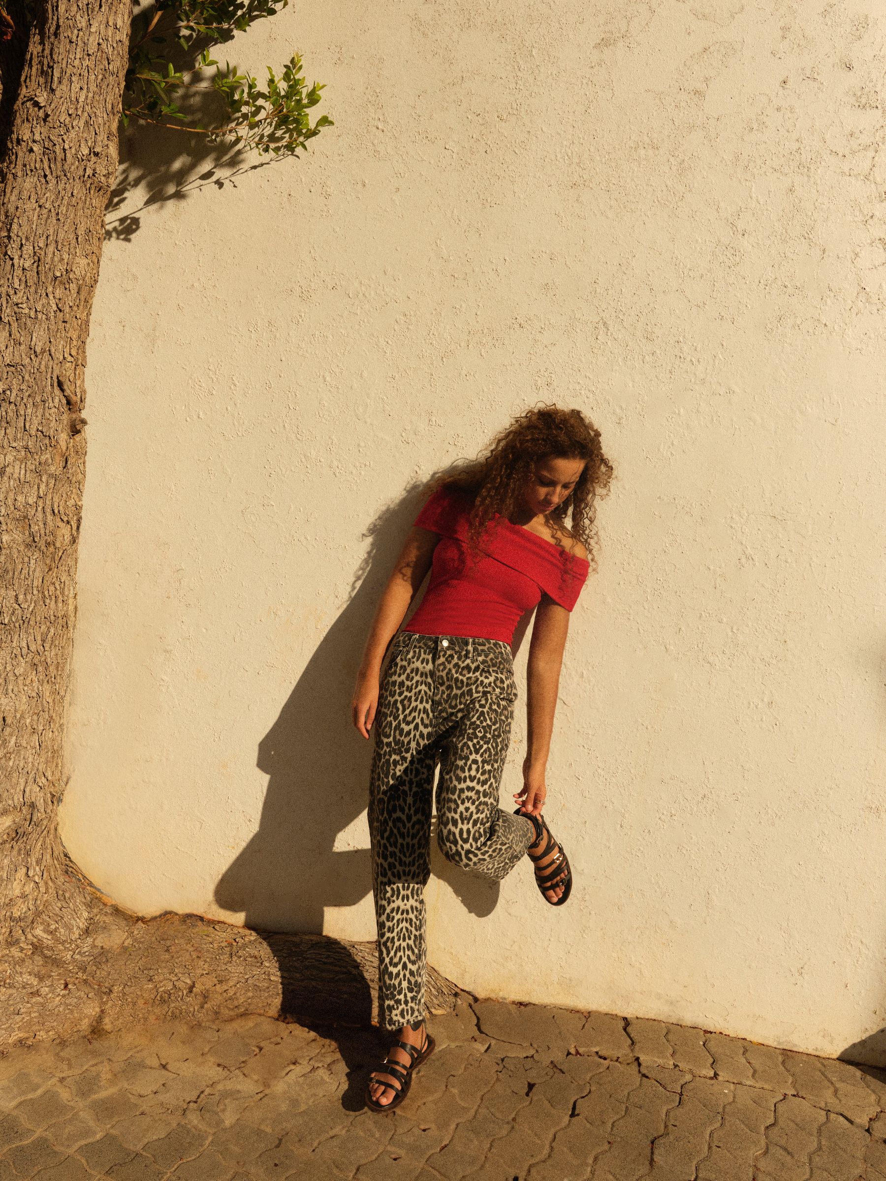 Leopard Print Straight Leg Jeans