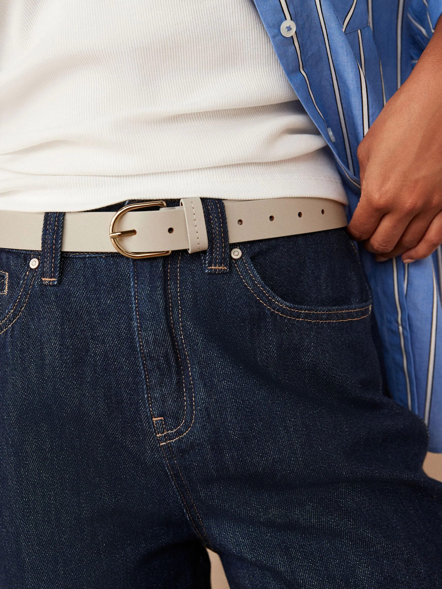 Bone Regular Leather Belt