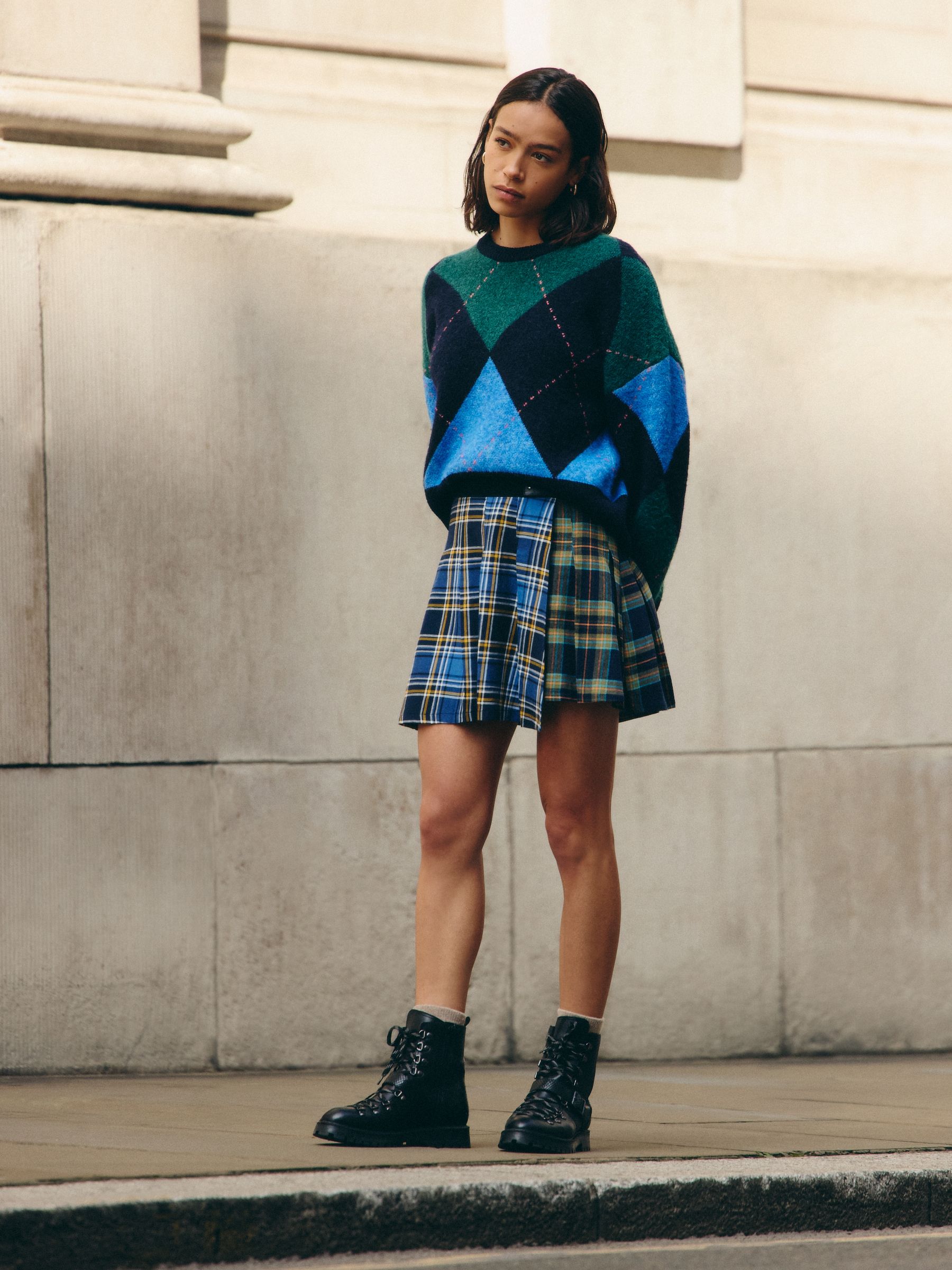 Black Leather Forever Comfort® Buckle Trim Lace Up Boots