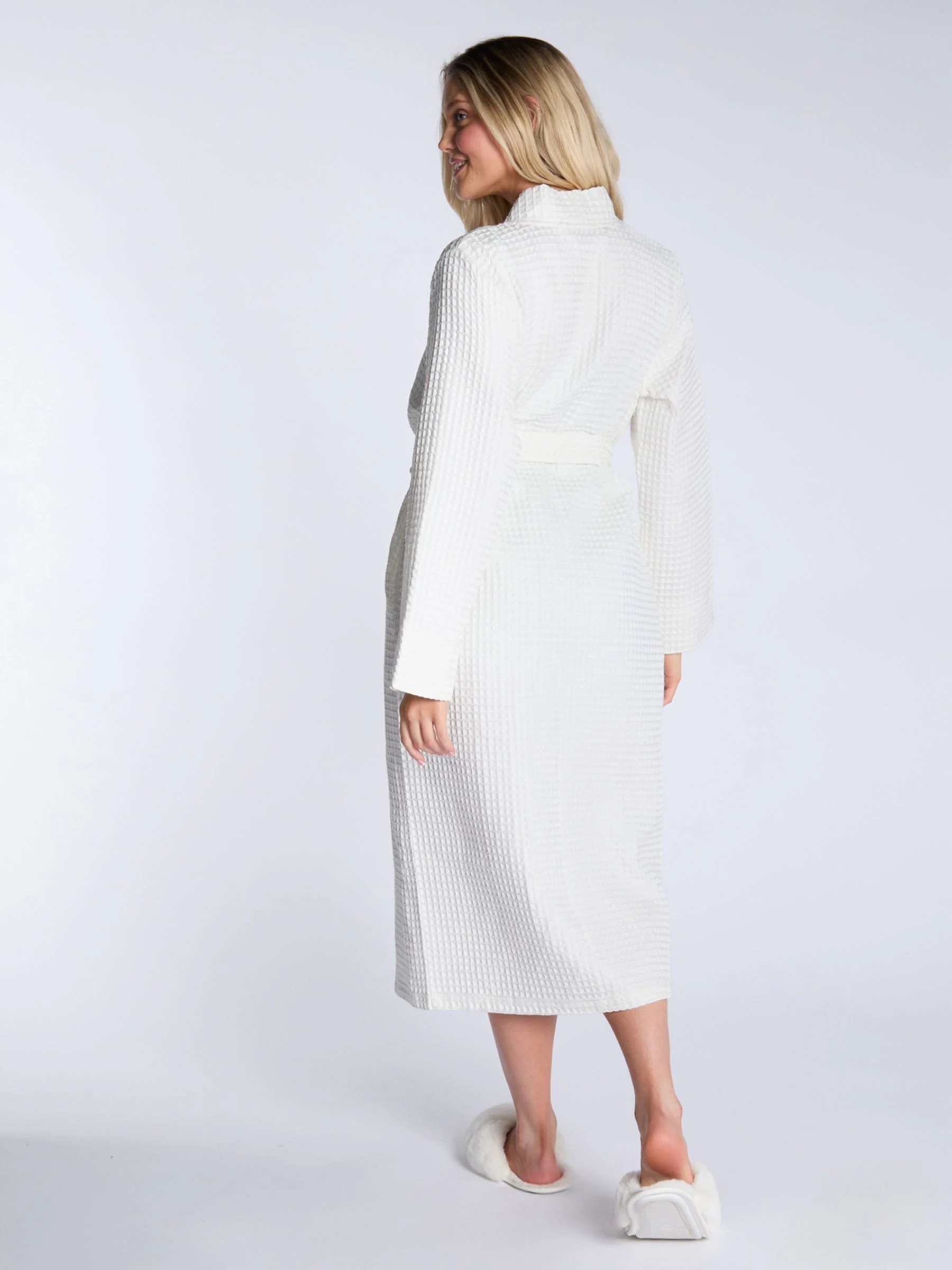Boux Avenue White Long Waffle Robe