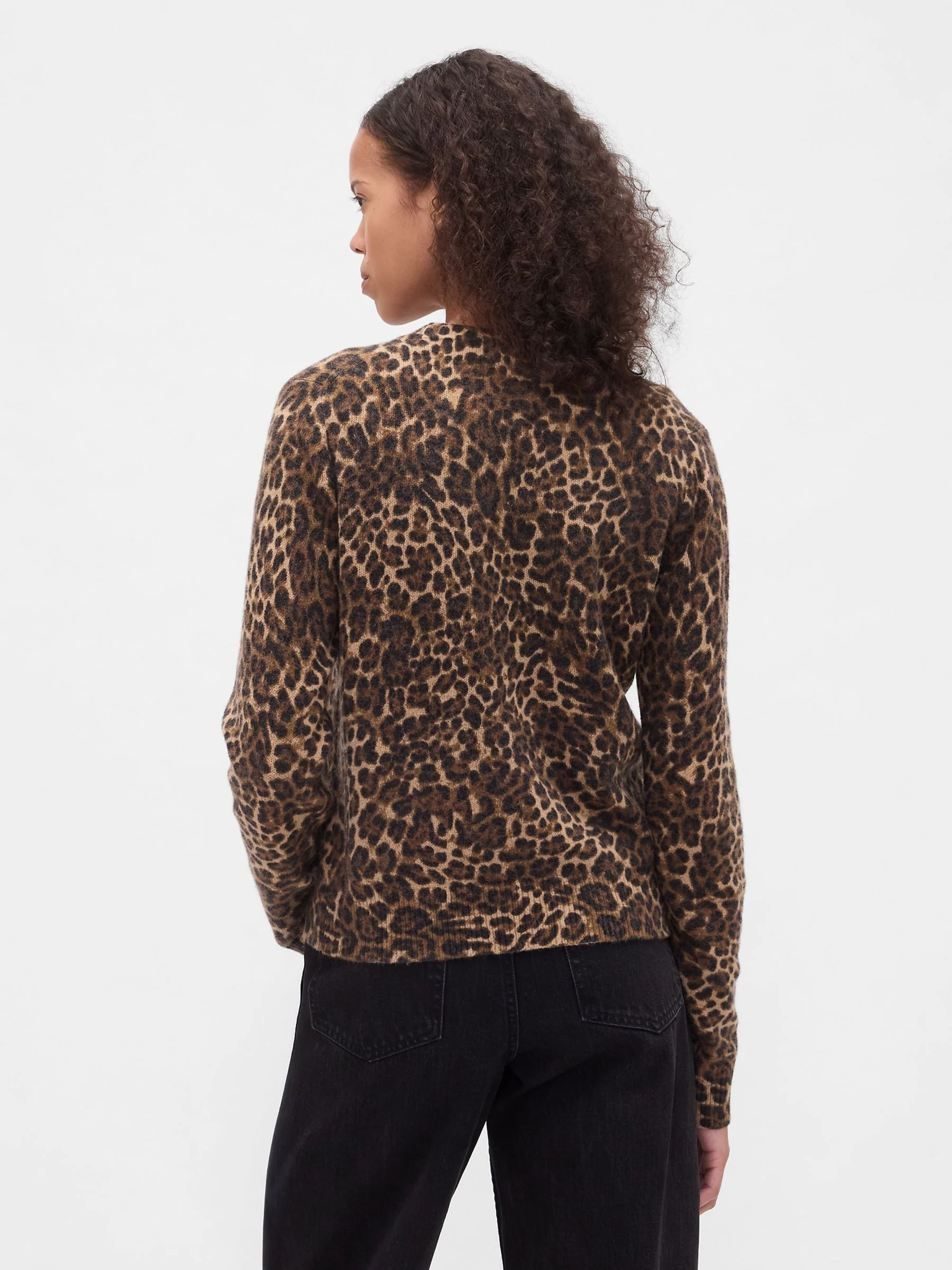 Gap Brown Leopard Print CashSoft Crew Neck Jumper