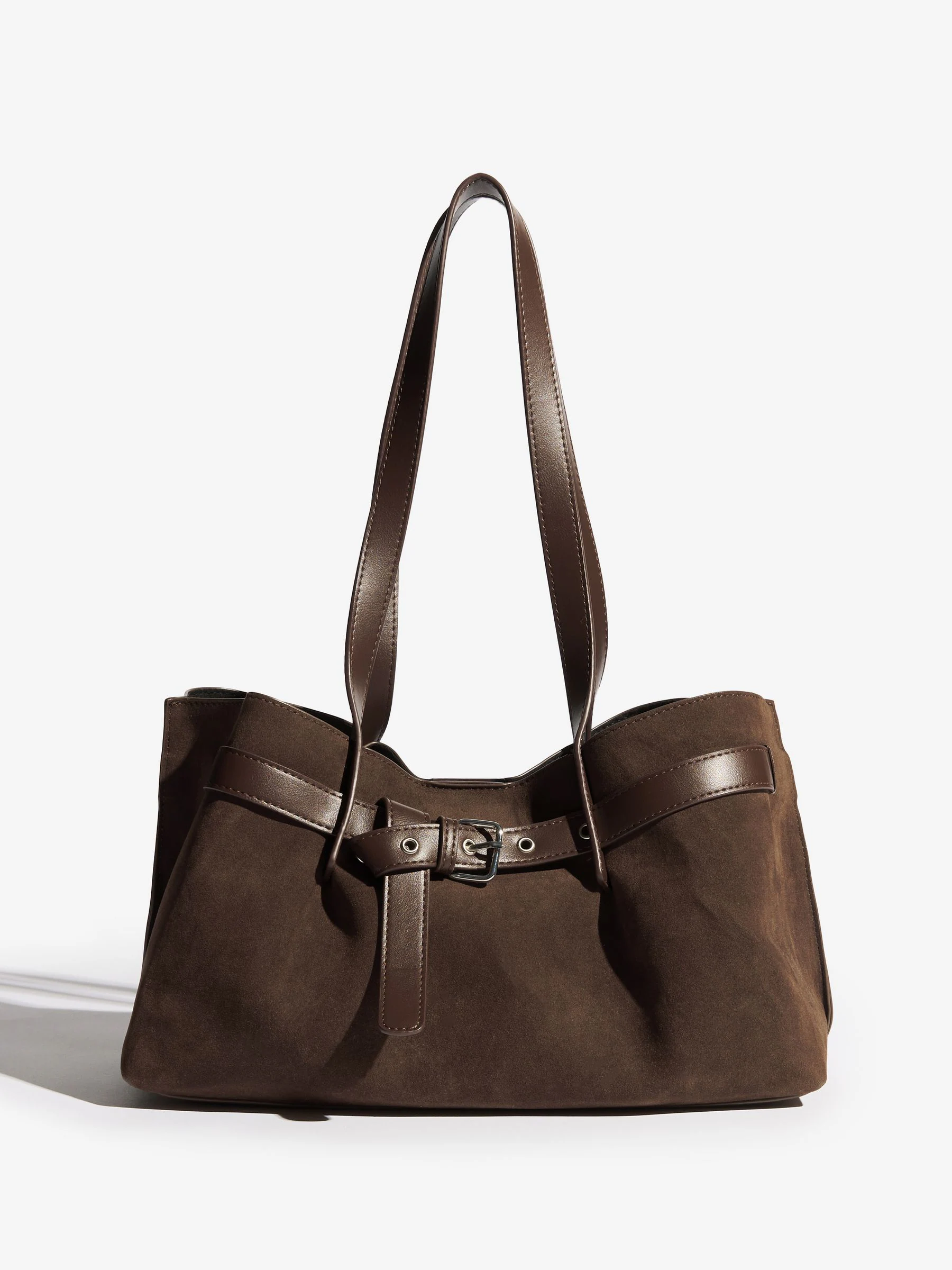 Friends Like These Chocolate Brown Faux Suede Slouch Tote Bag