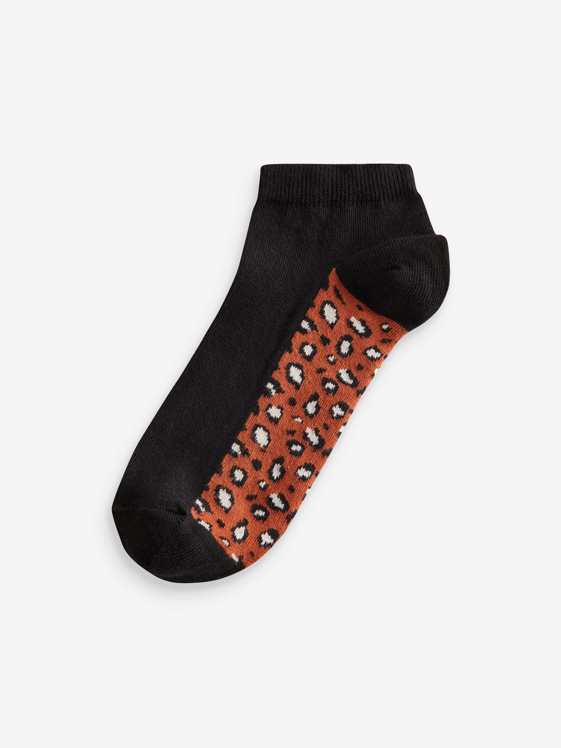 Leopard Footbed Trainers Socks 5 Pack