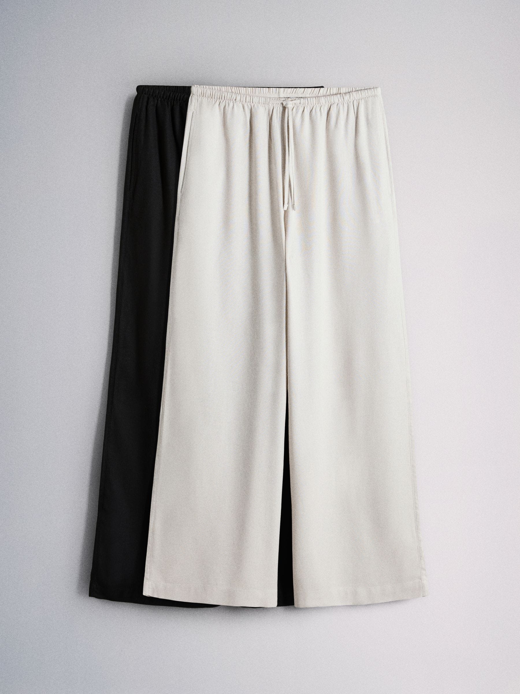 The Set 2 Pack Wide Leg Trouser With Linen Black/Stone