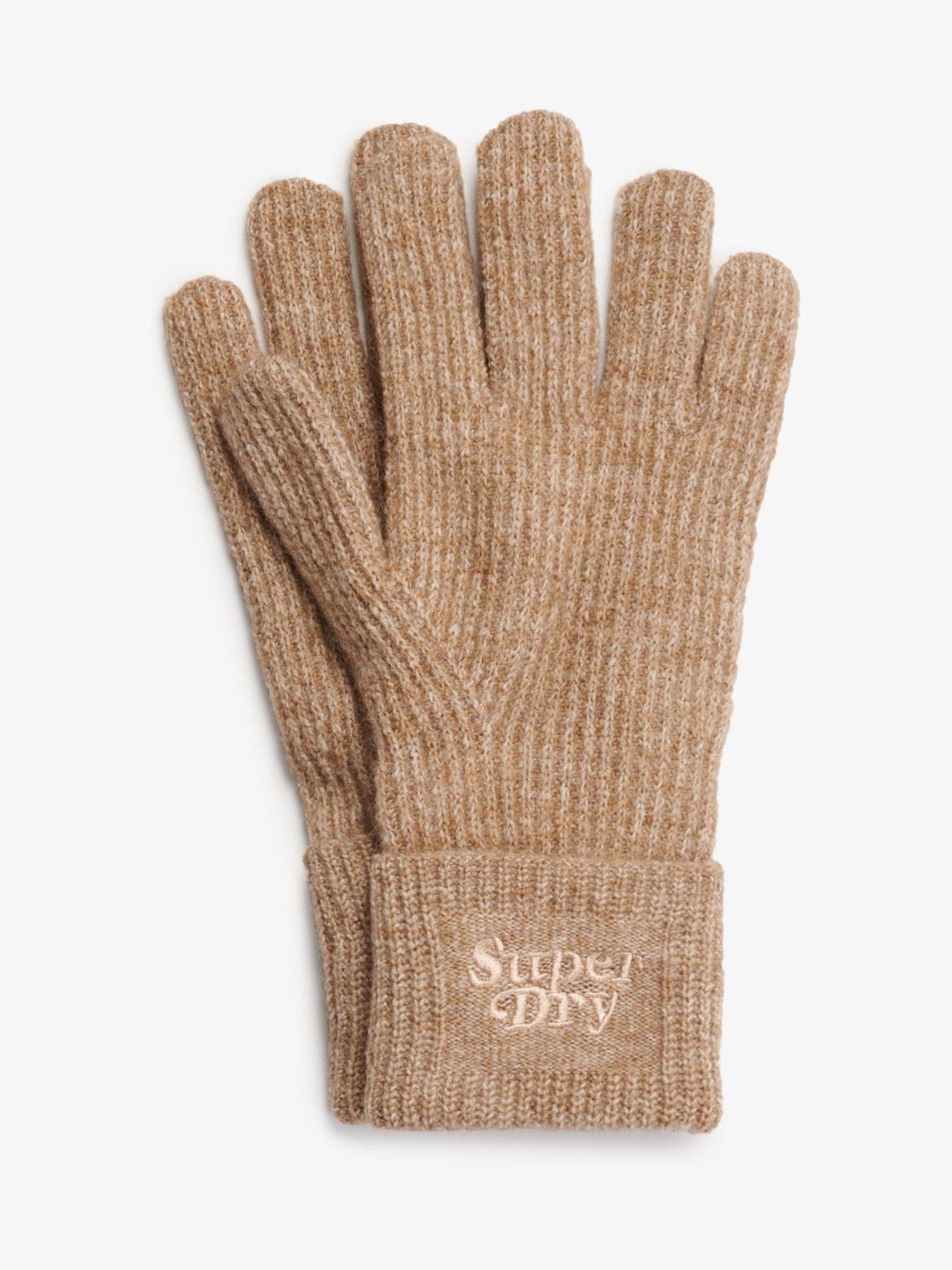 Superdry Toasted Coconut Brown Soft Rib Knit Gloves