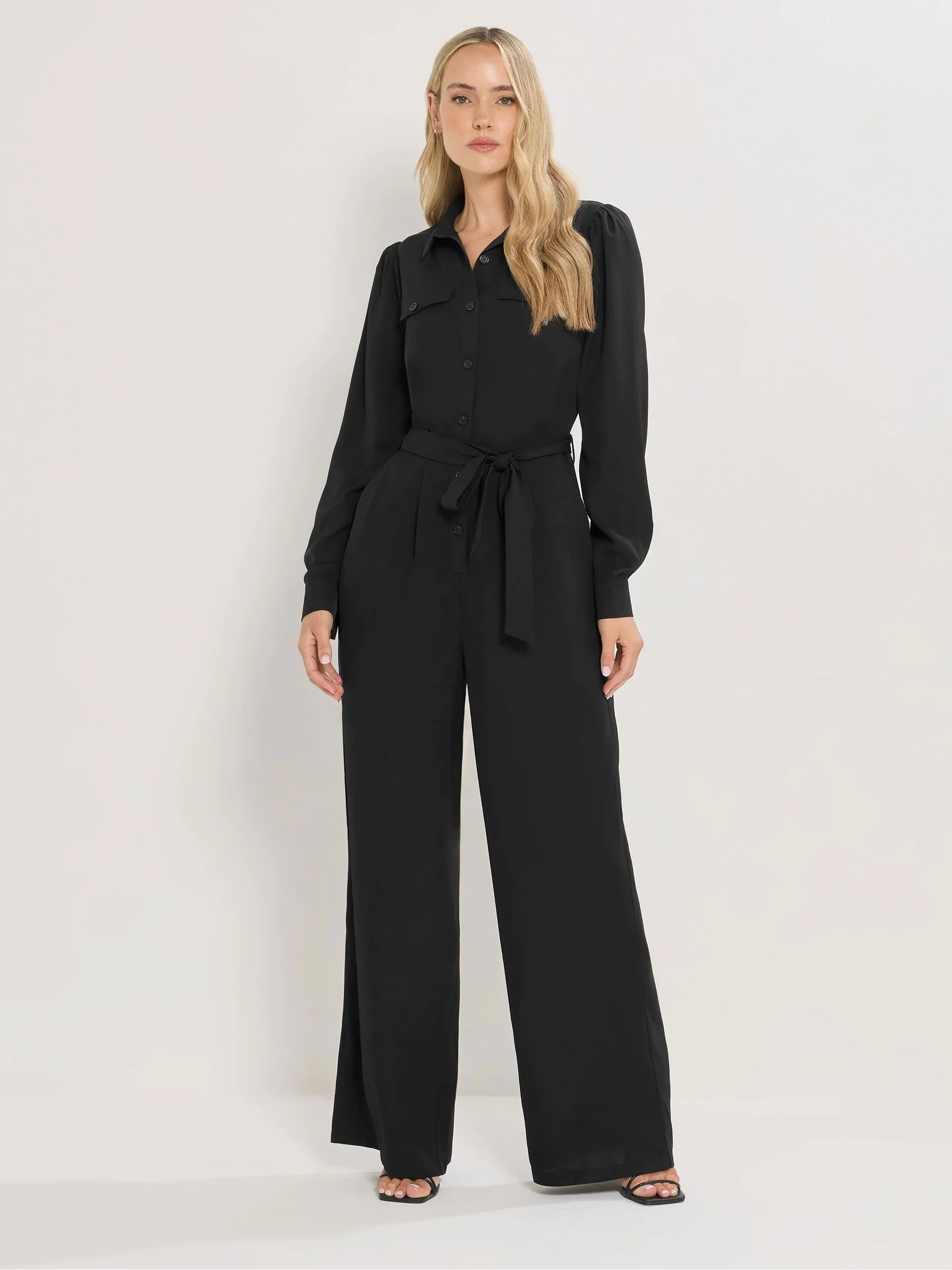 Long Tall Sally Black Long Sleeve Button Jumpsuit