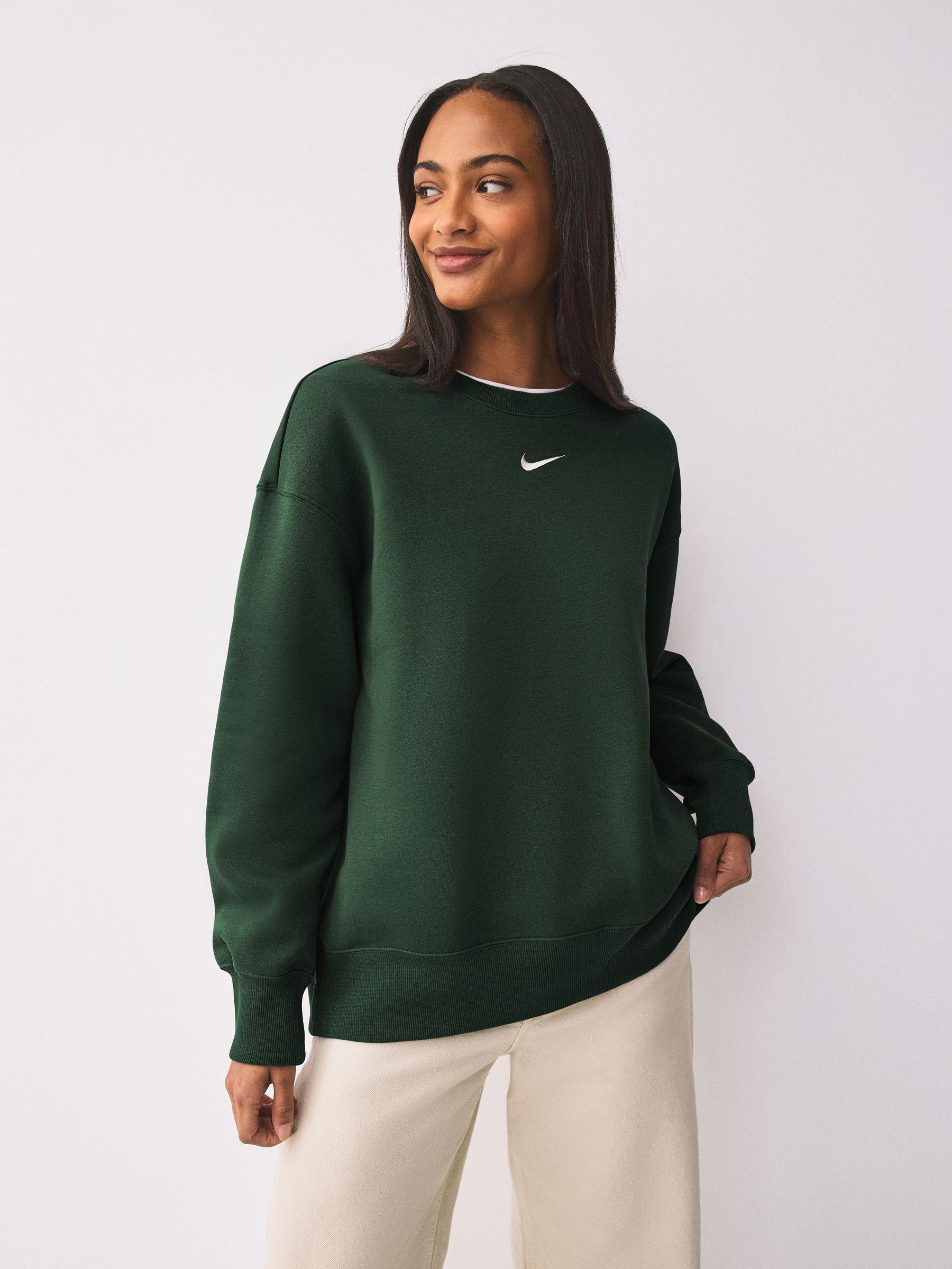 Nike Green Oversized Fleece Crew Neck Sweatshirt