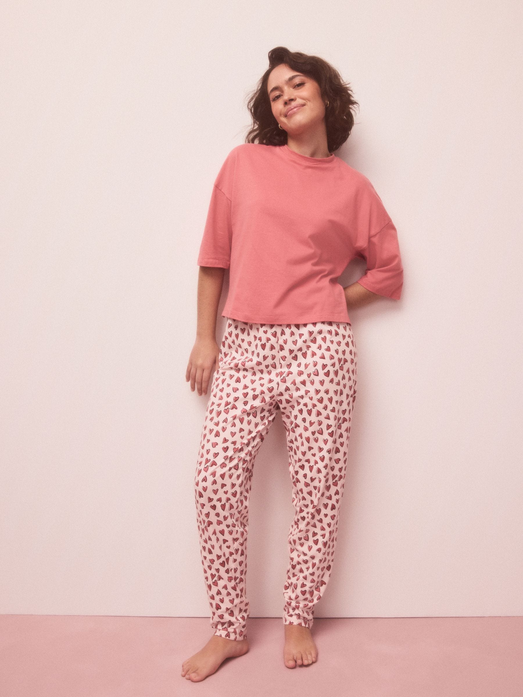 Red Heart Short Sleeve Pyjamas