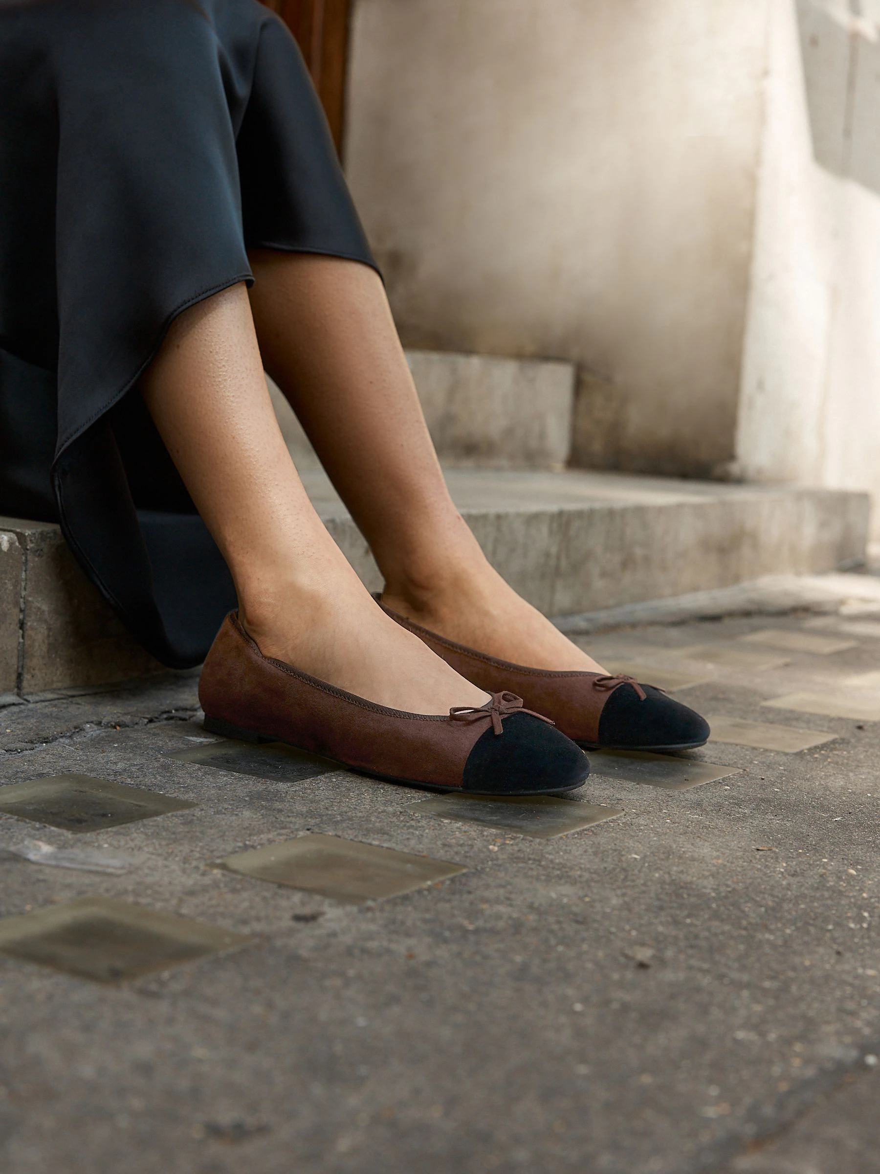 Chocolate Brown Standard/Wide Fit Round Toe Ballerina Shoes