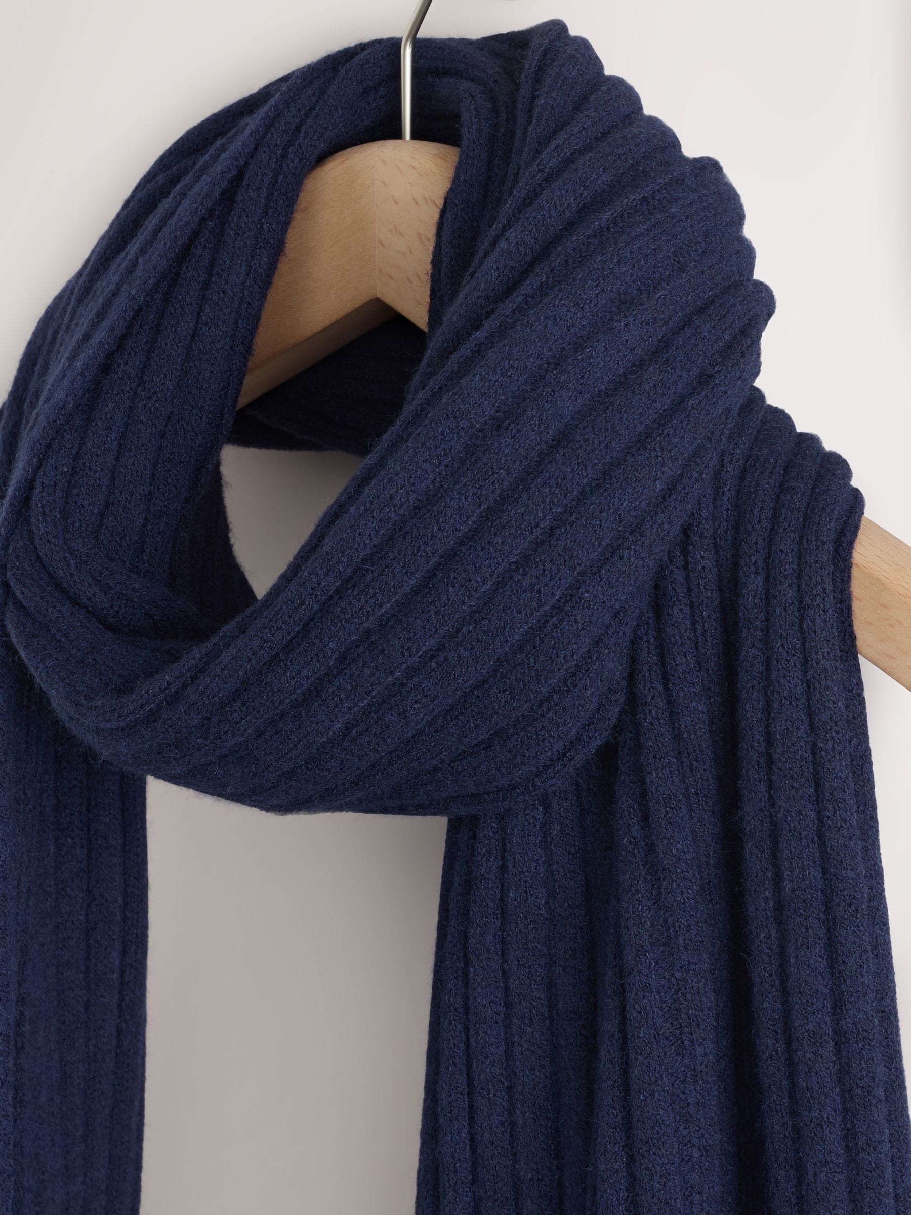 Navy Ribbed Knit Scarf