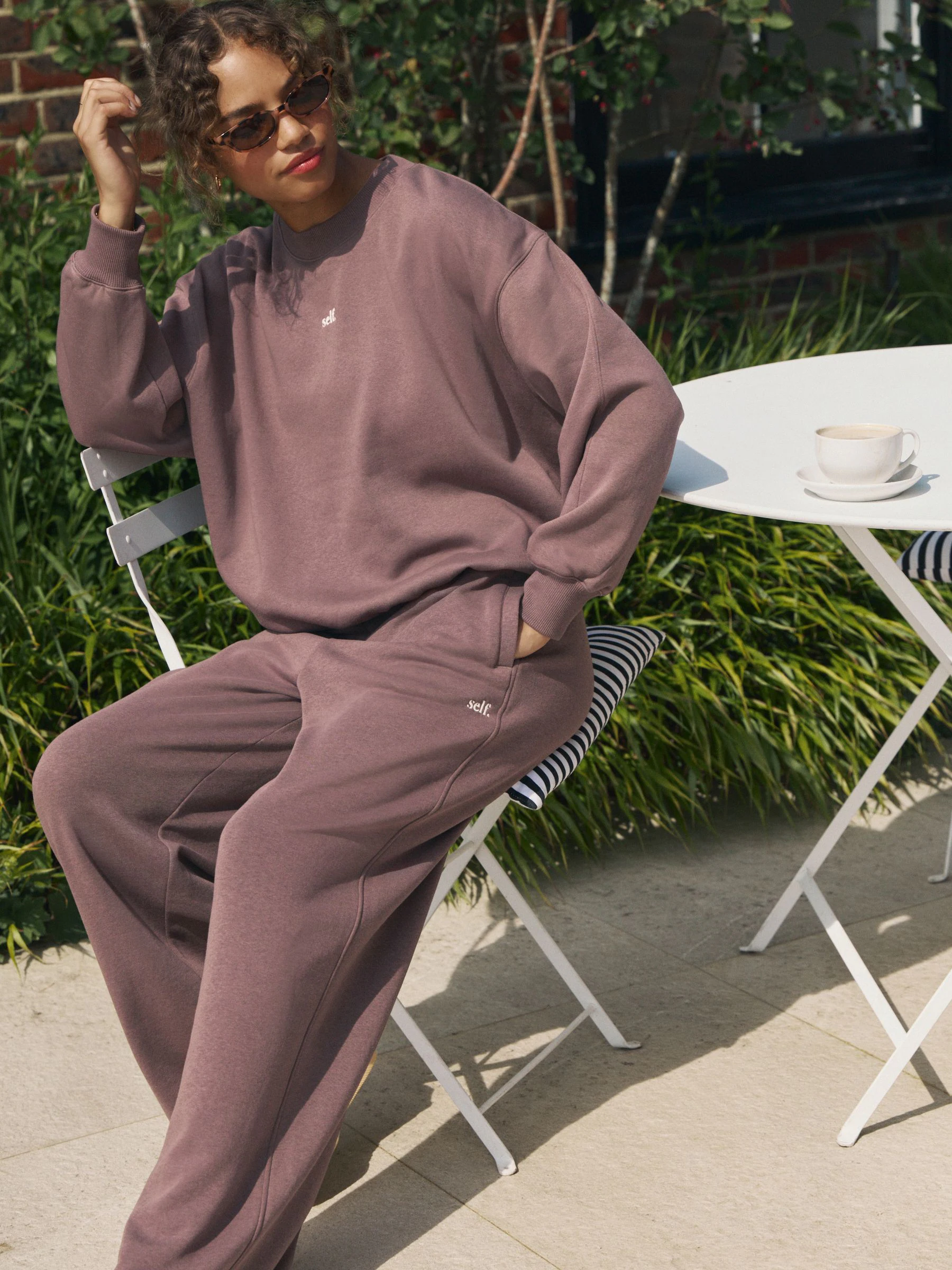 self. Chocolate Brown Wide Leg Joggers