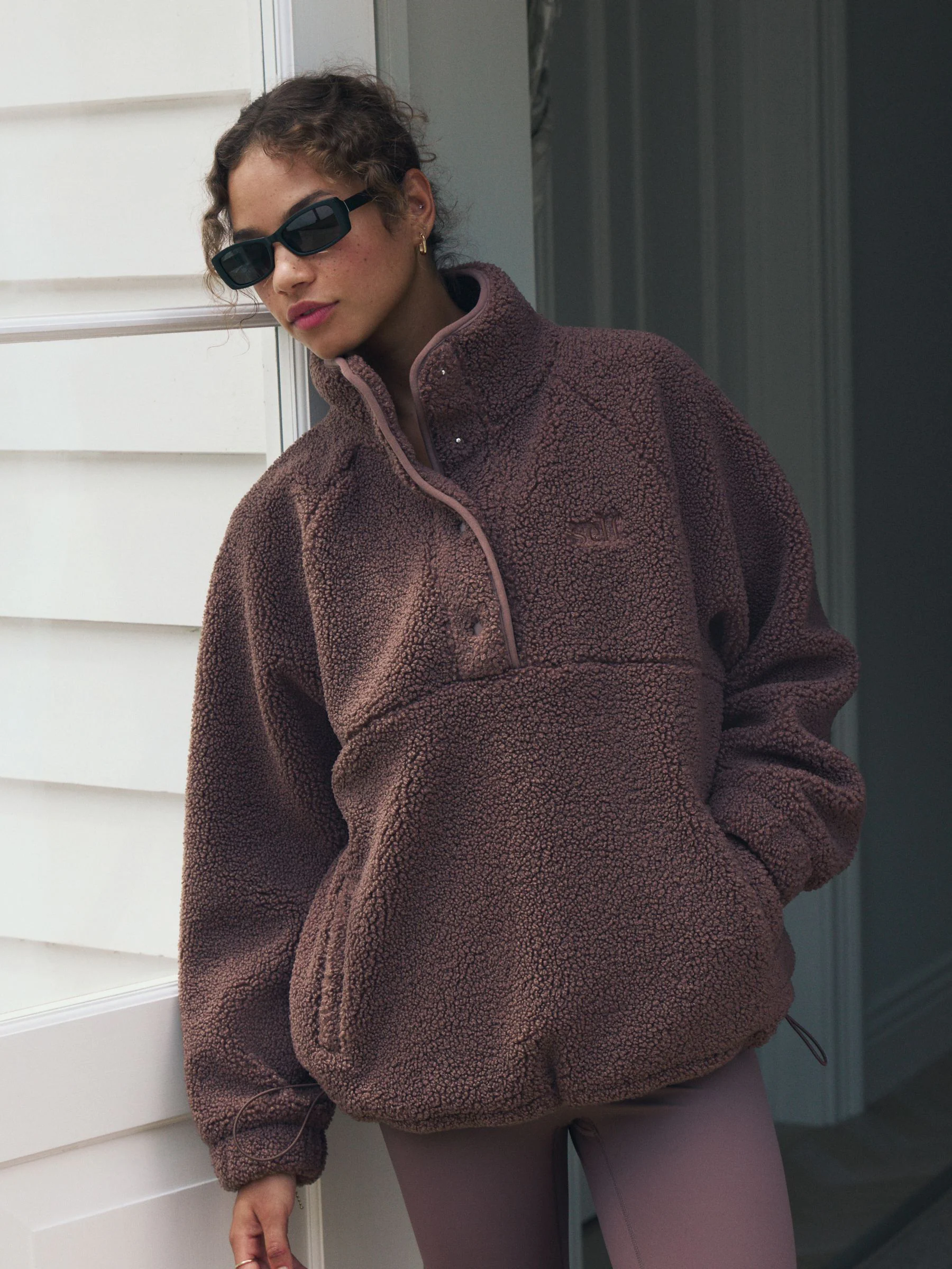 self. Brown Borg Popper Neck Jumper