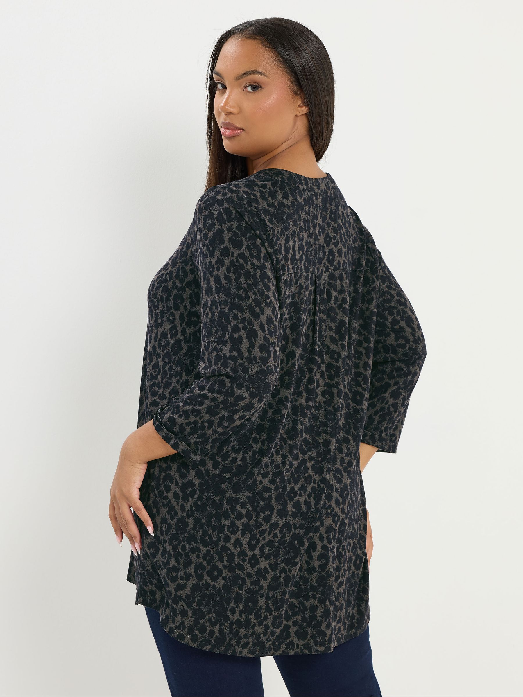 Yours Curve Green 3/4 Sleeve Placket Top