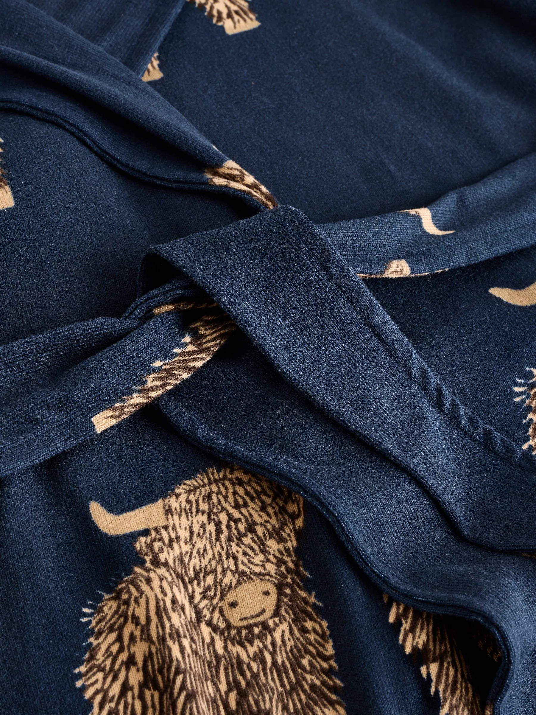 Navy Hamish The Highland Cow Cosy Lightweight Dressing Gown