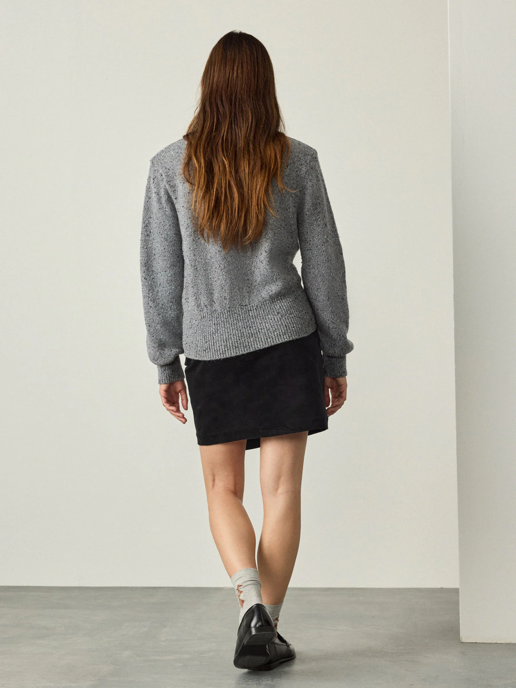 Black Corduroy Mini Wrap Skirt