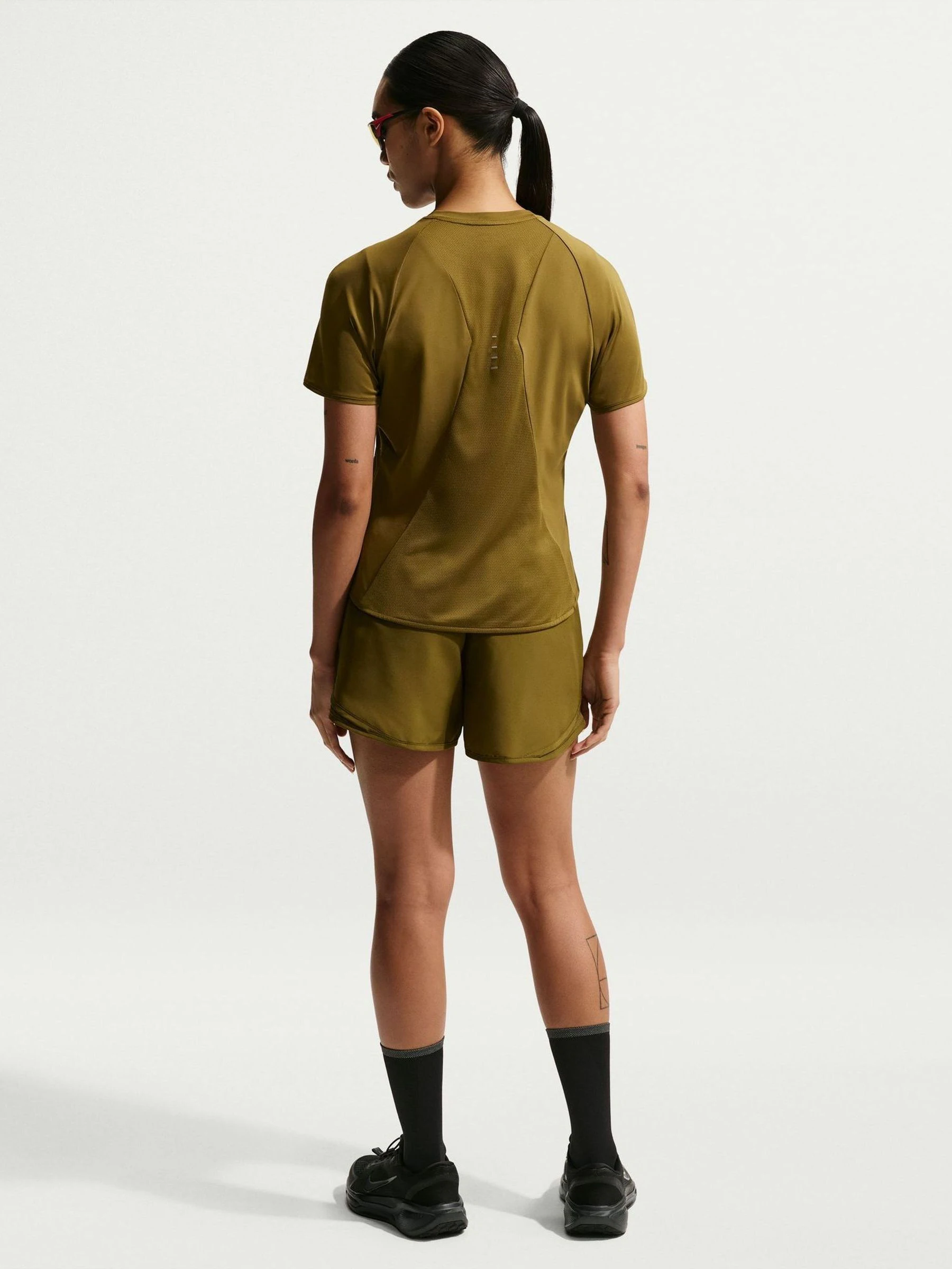 Nike Olive Flak Green Tempo Dri-FIT Mid Rise 3 Running Shorts