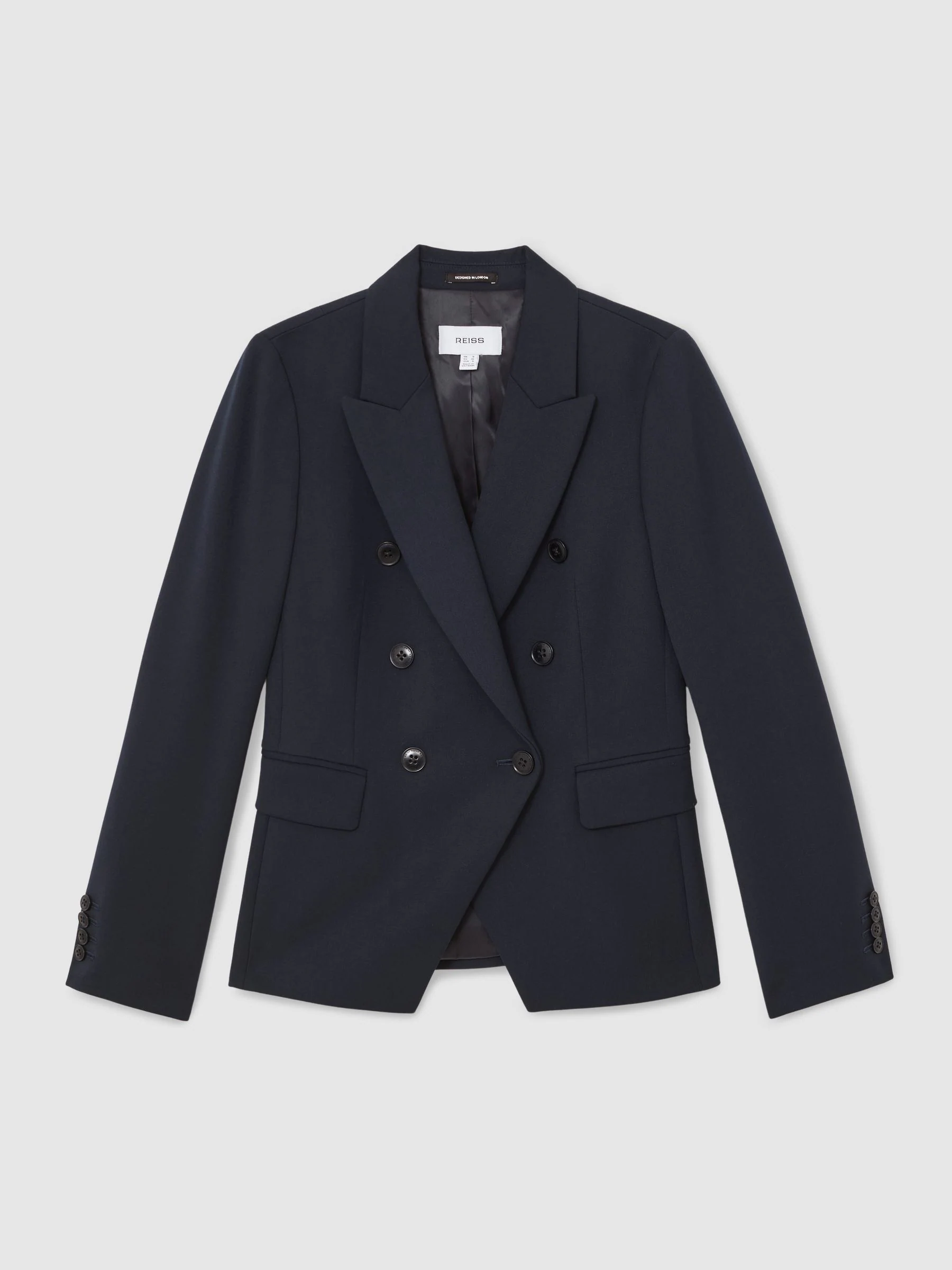 Reiss Navy Gabi Double-Breasted Suit Blazer