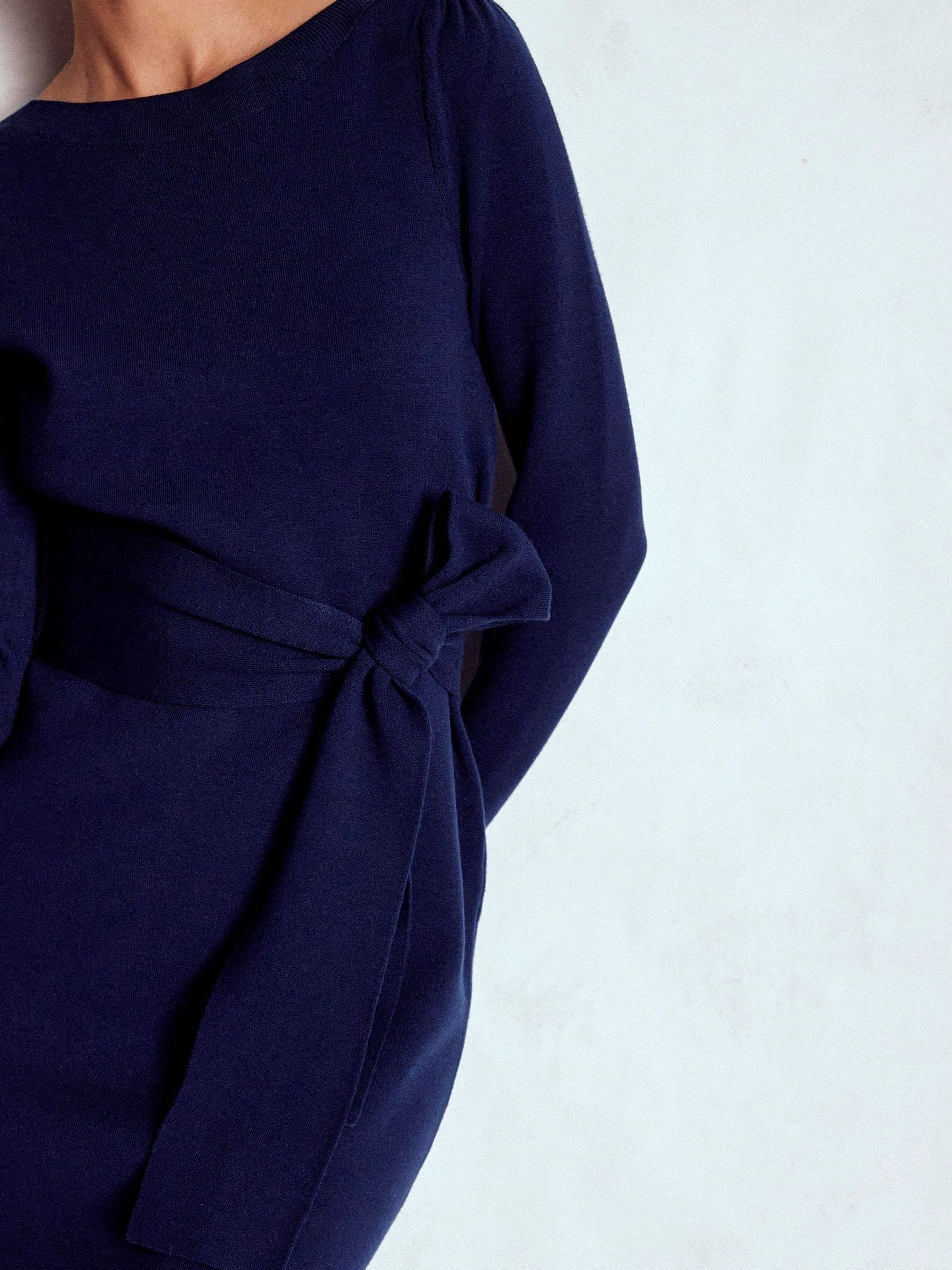 Boden Blue Tiana Tie Front Knitted Dress