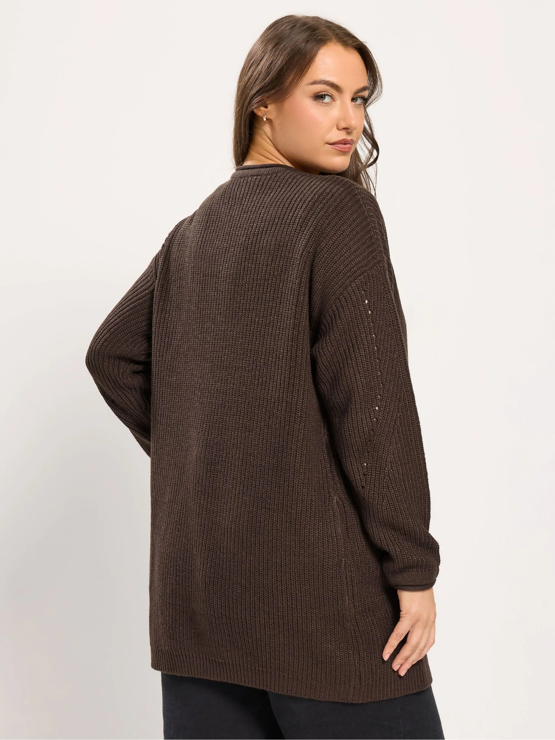 Yours Curve Brown Essential Knitted Cardigan