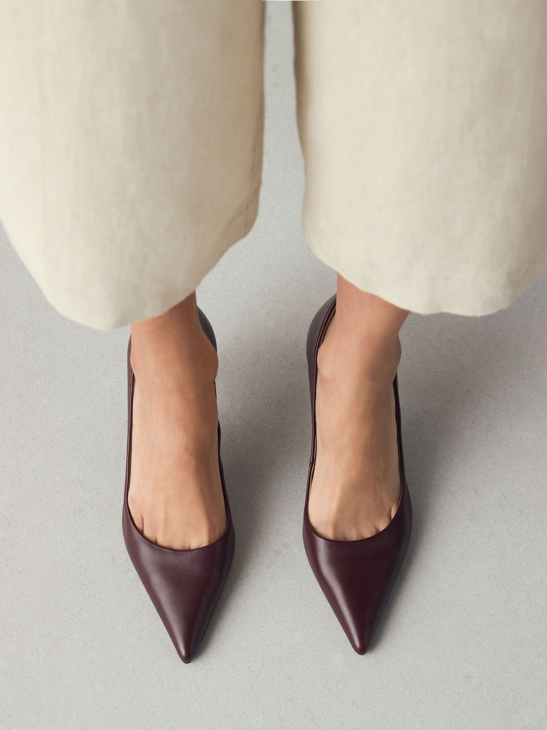 Burgundy Red Extra Wide Fit Leather Mid Court Shoes