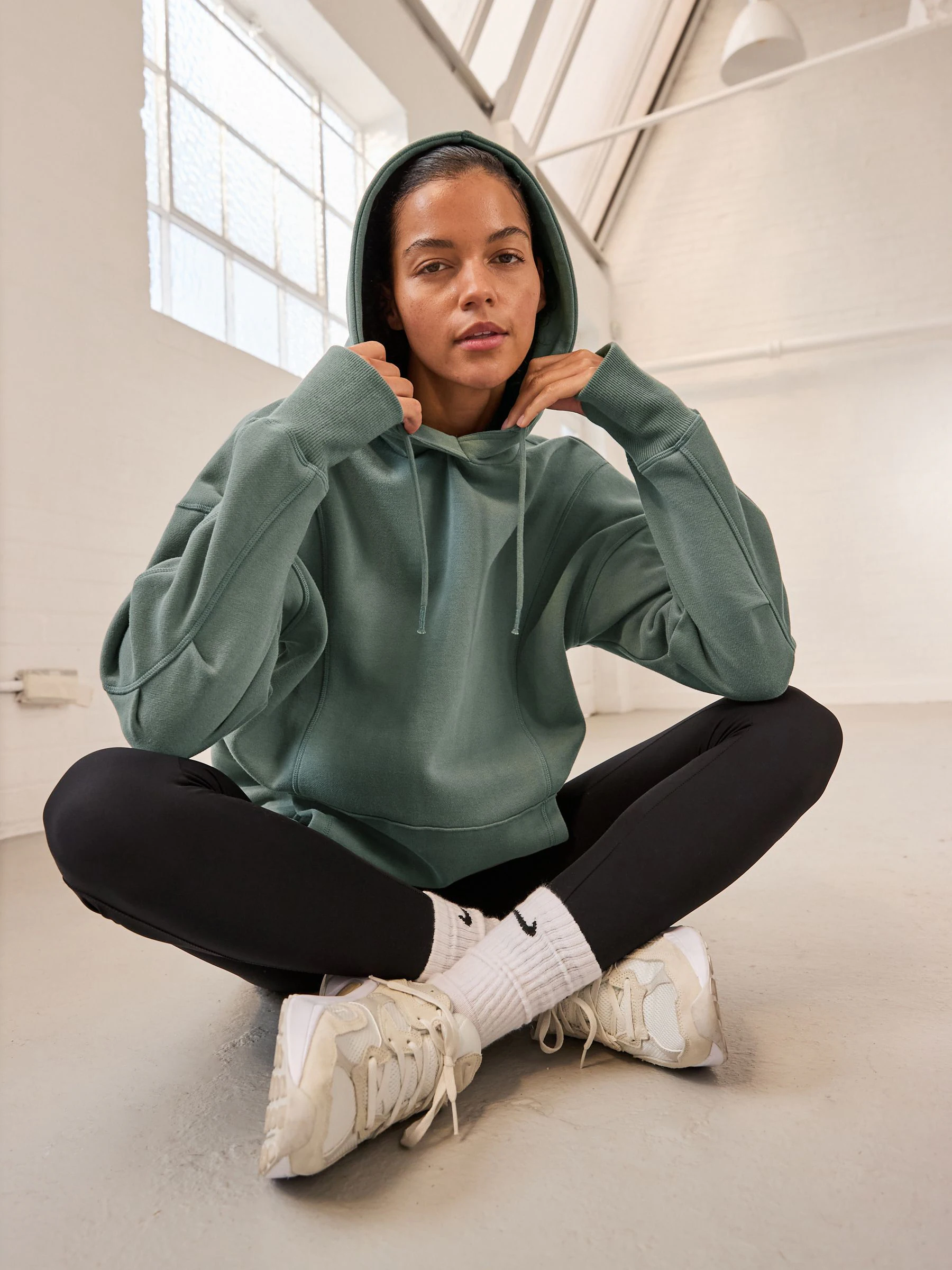 Teal Blue Relaxed Fit Longline Hoodie
