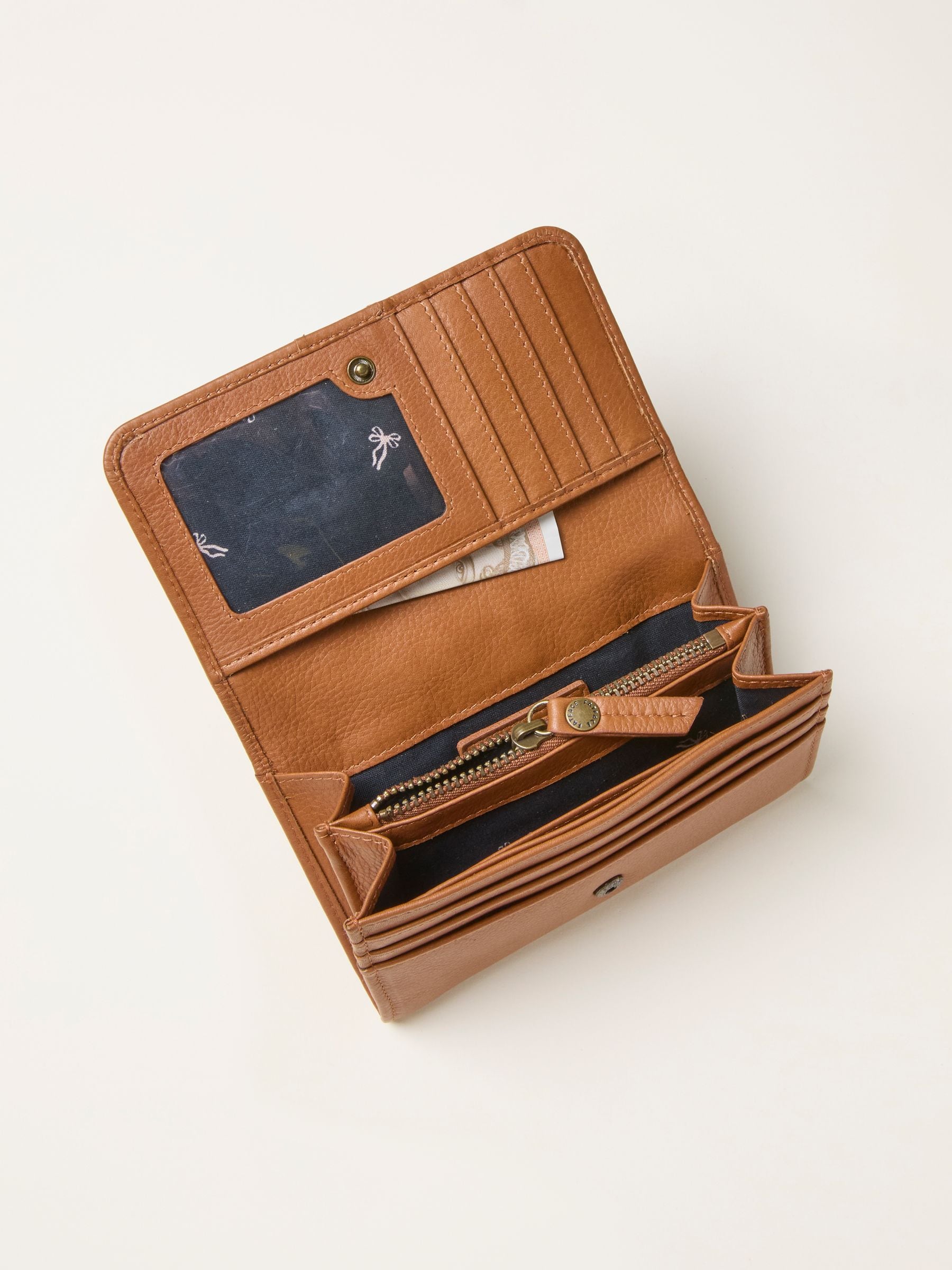 FatFace Tan Brown Bow Detail Leather Purse