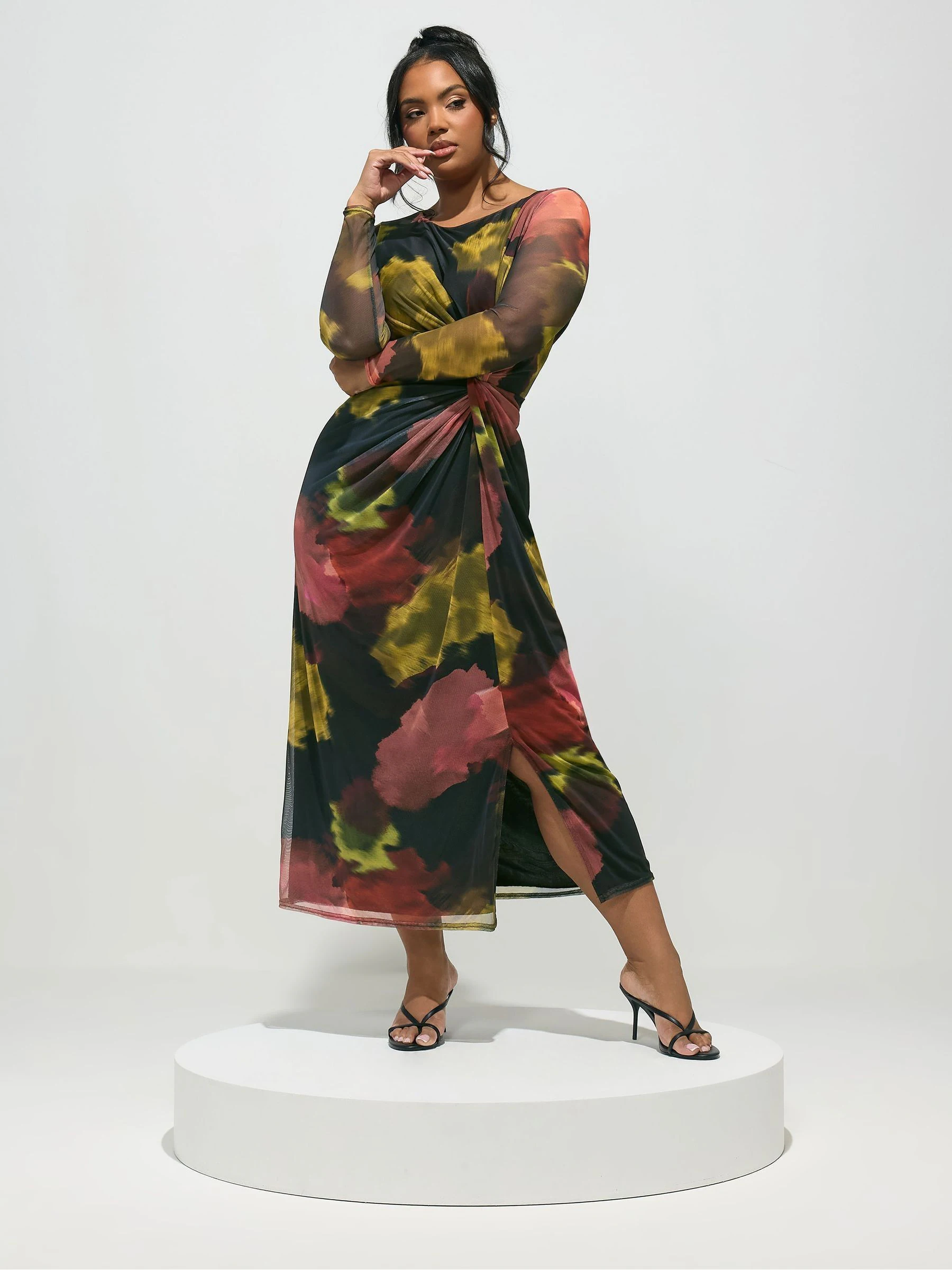 Yours Curve Black London Side Knot Dress