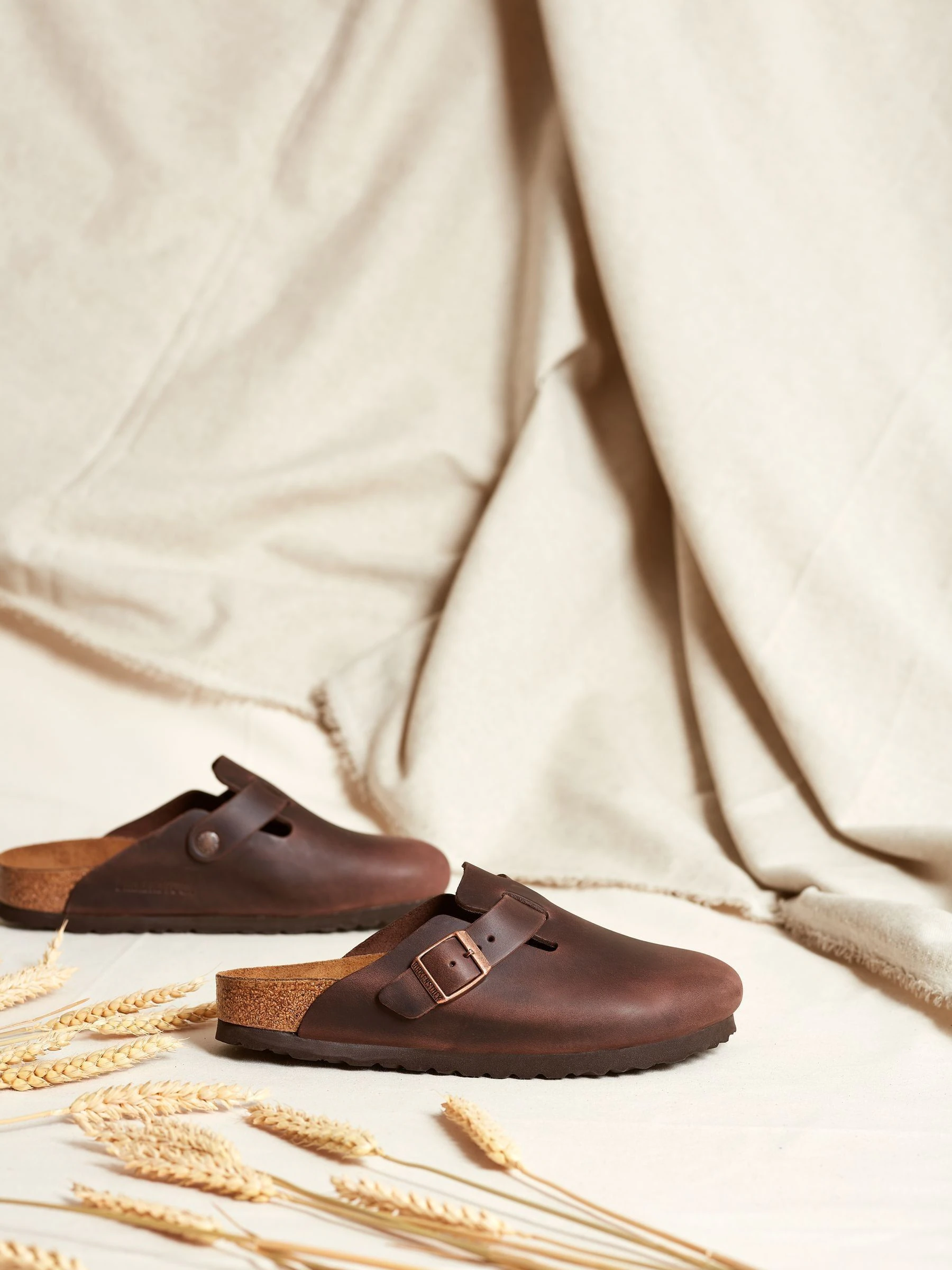 Birkenstock Brown Boston Oil Leather Clogs