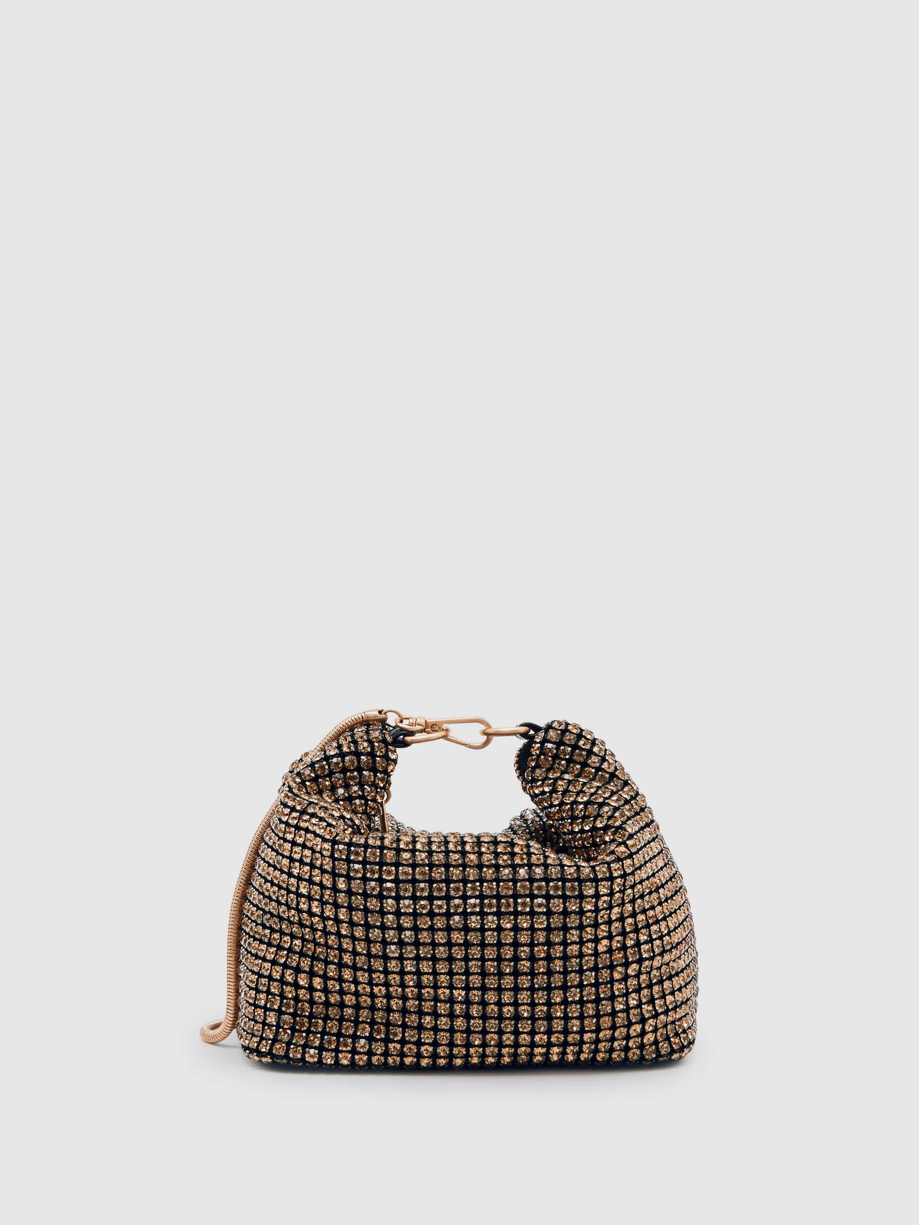 Reiss Gold Leah Crystal Bracelet Pouch Bag