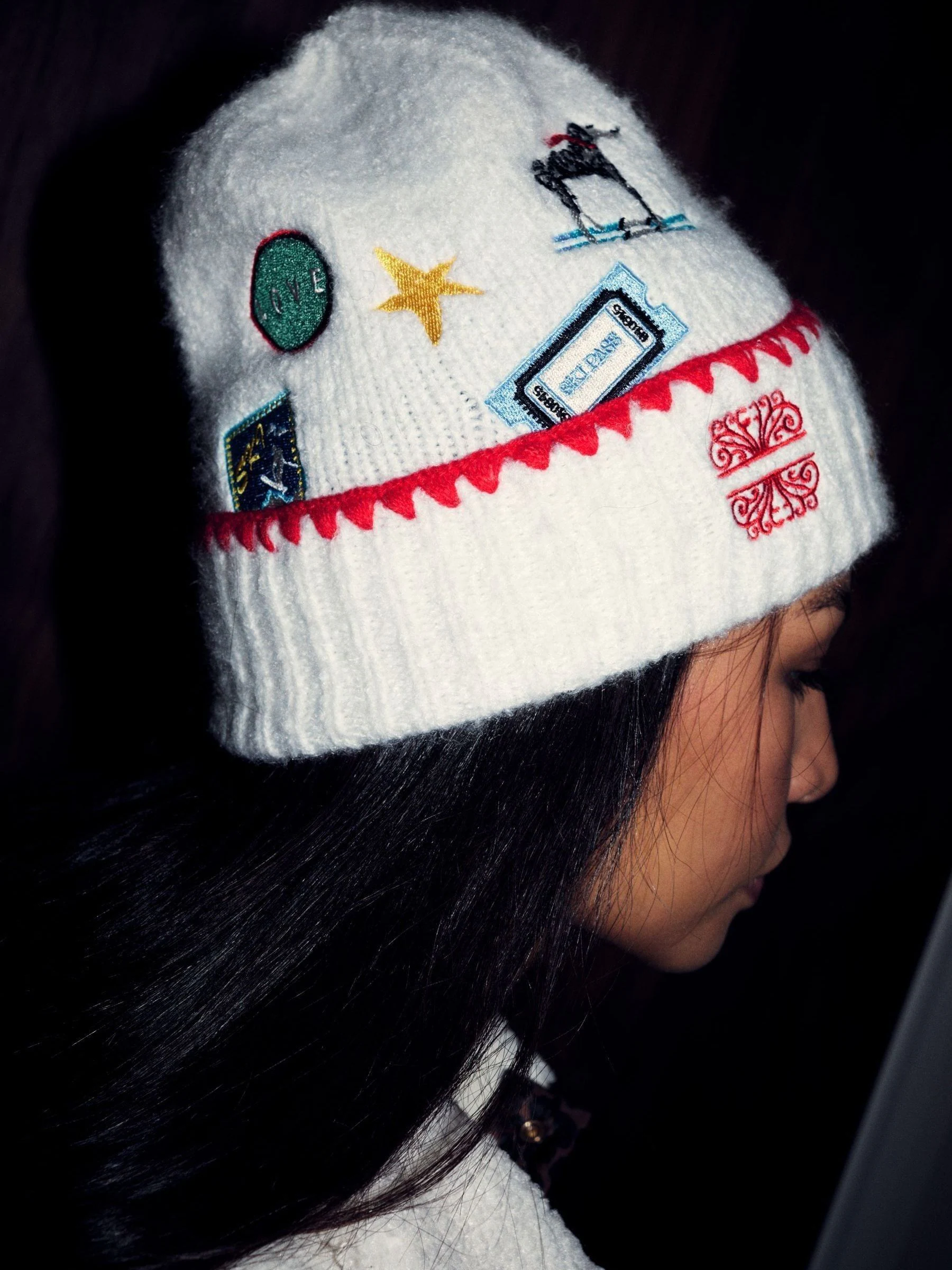 Never Fully Dressed Cream Embroidered Beanie