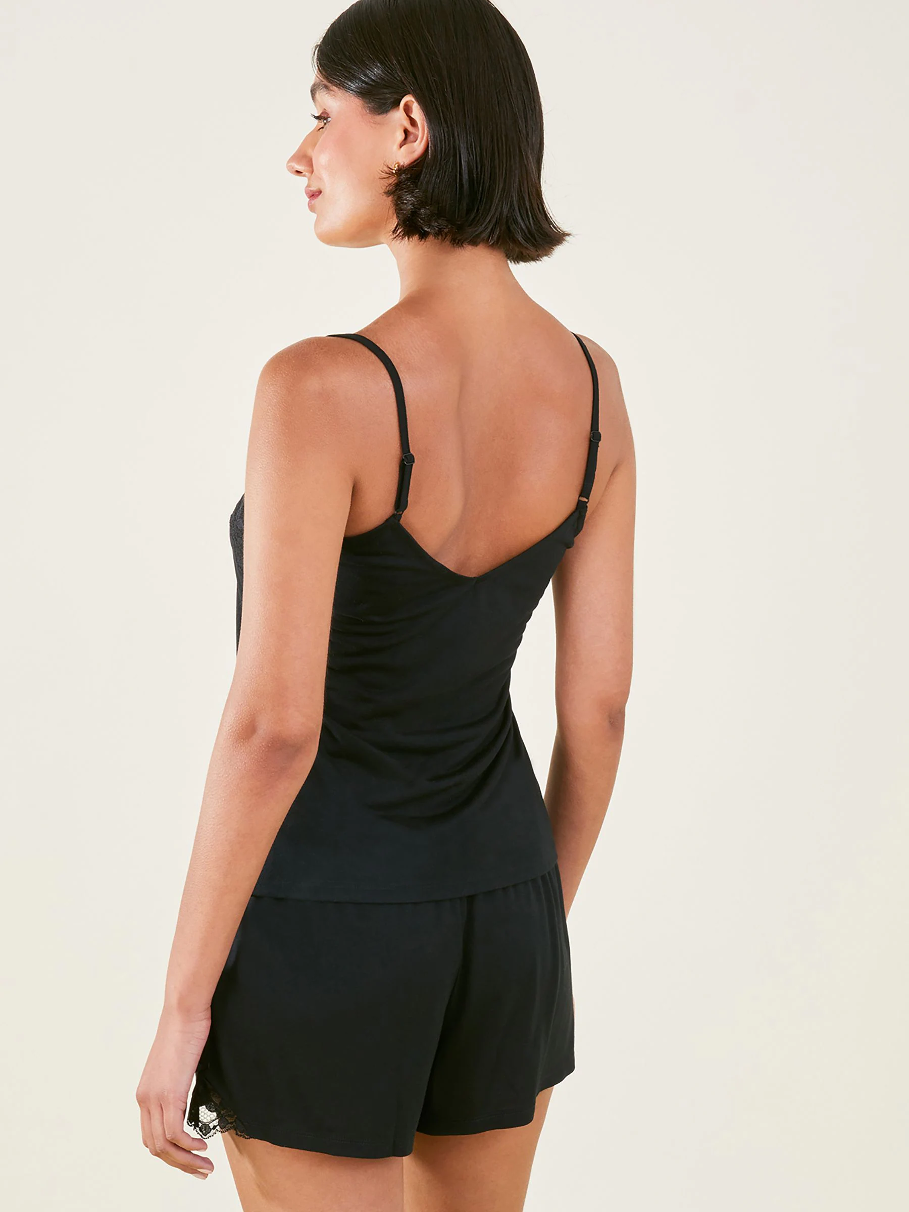 Accessorize Black Lace Trim Short Pyjamas Set