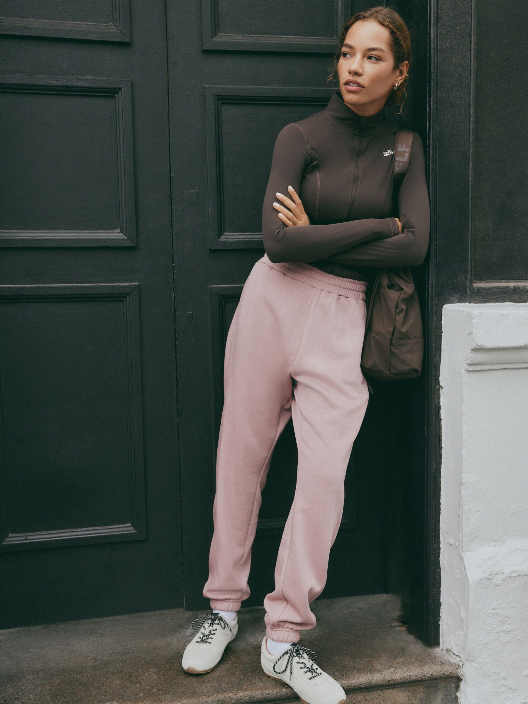 self. Pink Cuffed Joggers