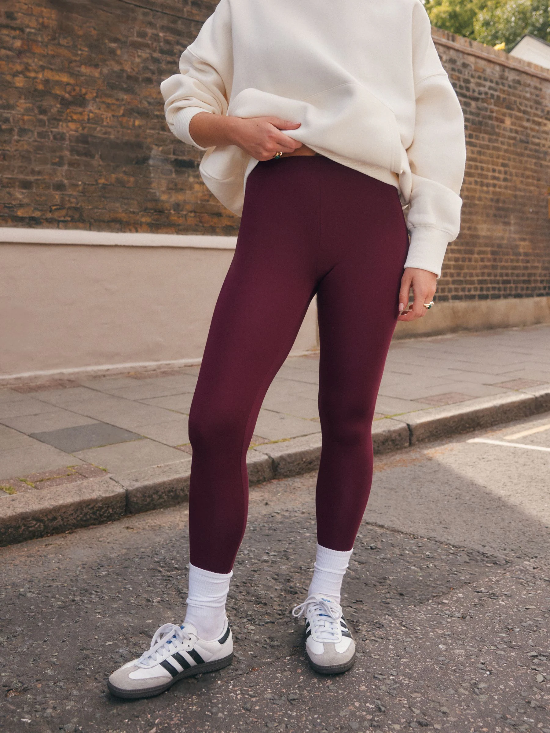 Burgundy Red Full Length Leggings