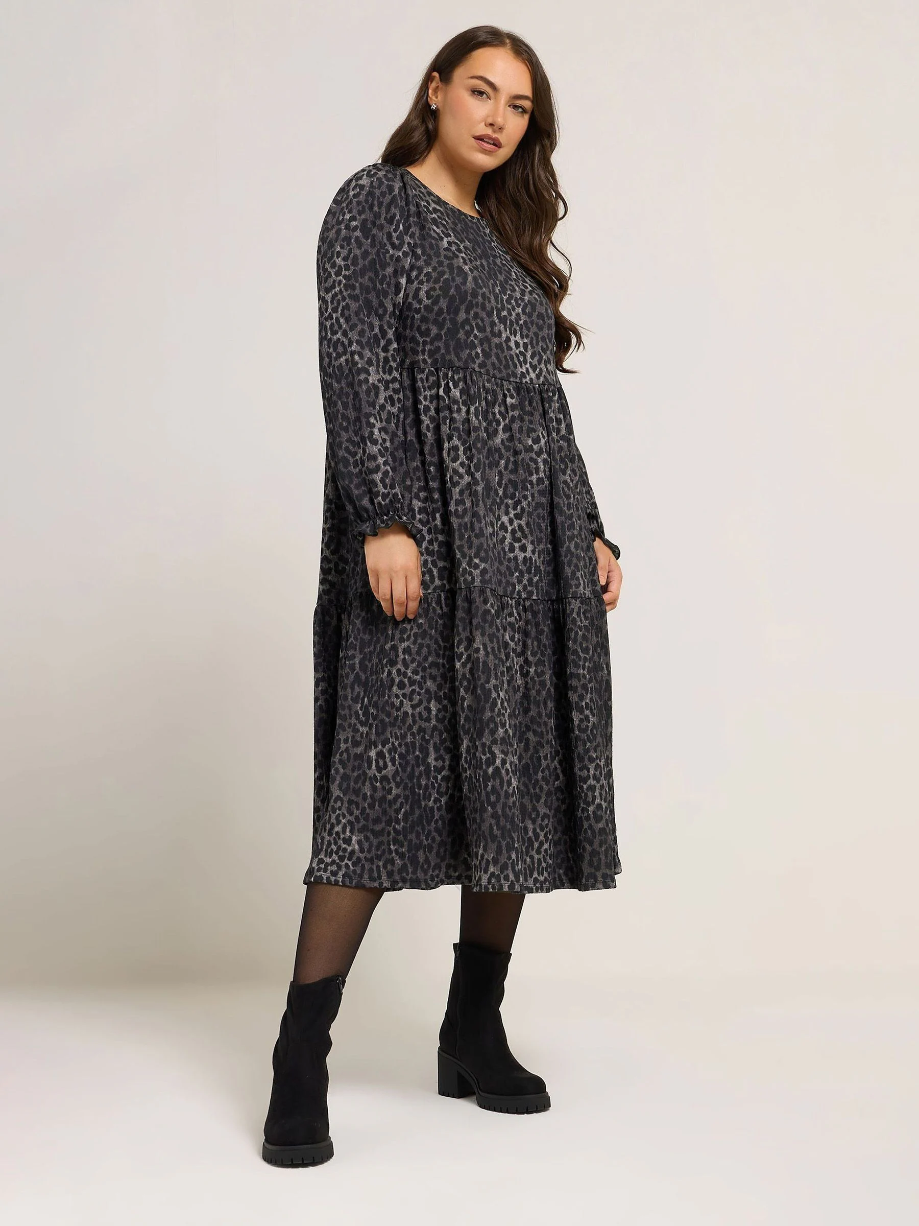 Yours Curve Grey Texture Midaxi Dress