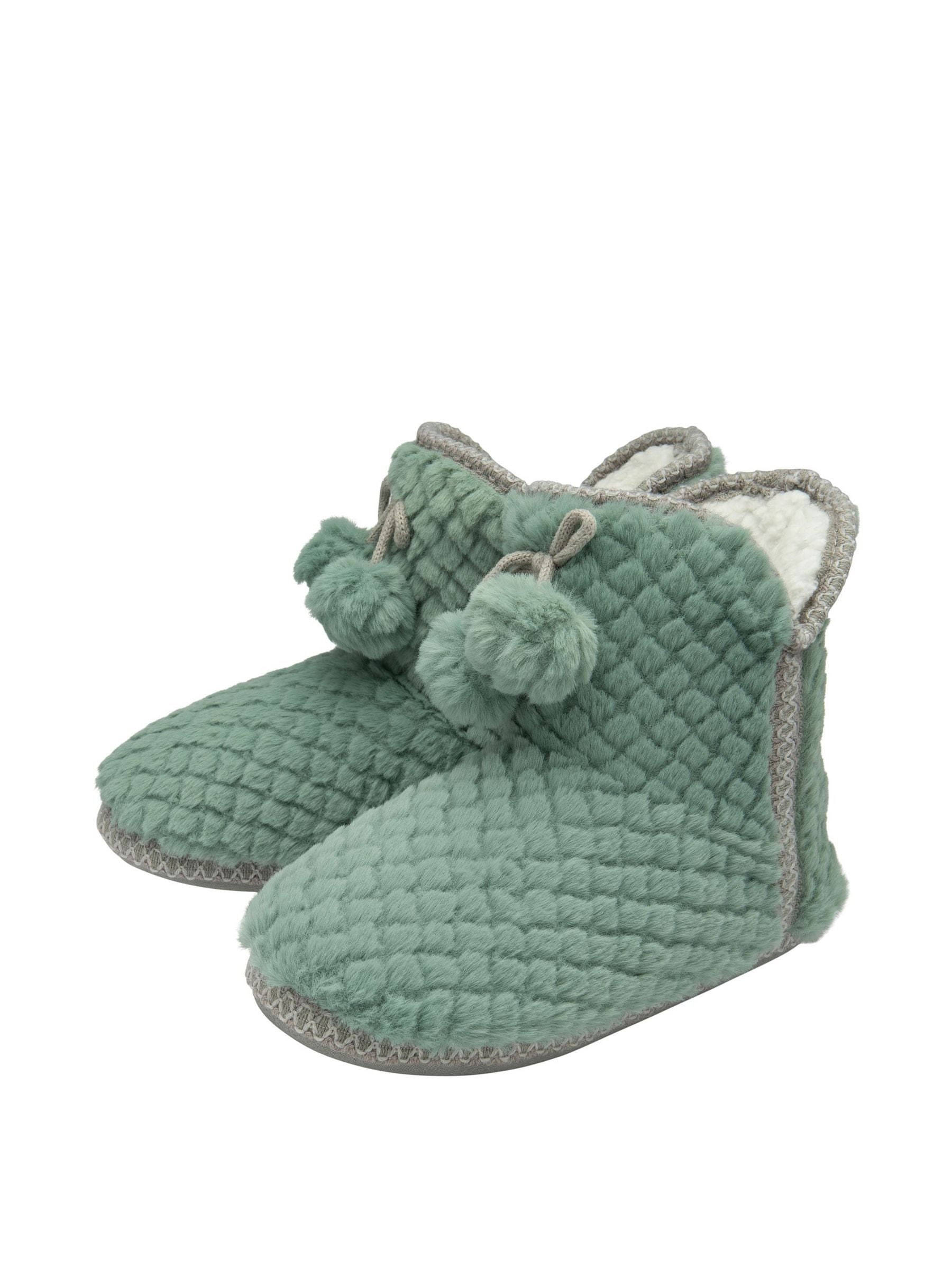 Dunlop Green Ladies Waffle Bootee Slippers