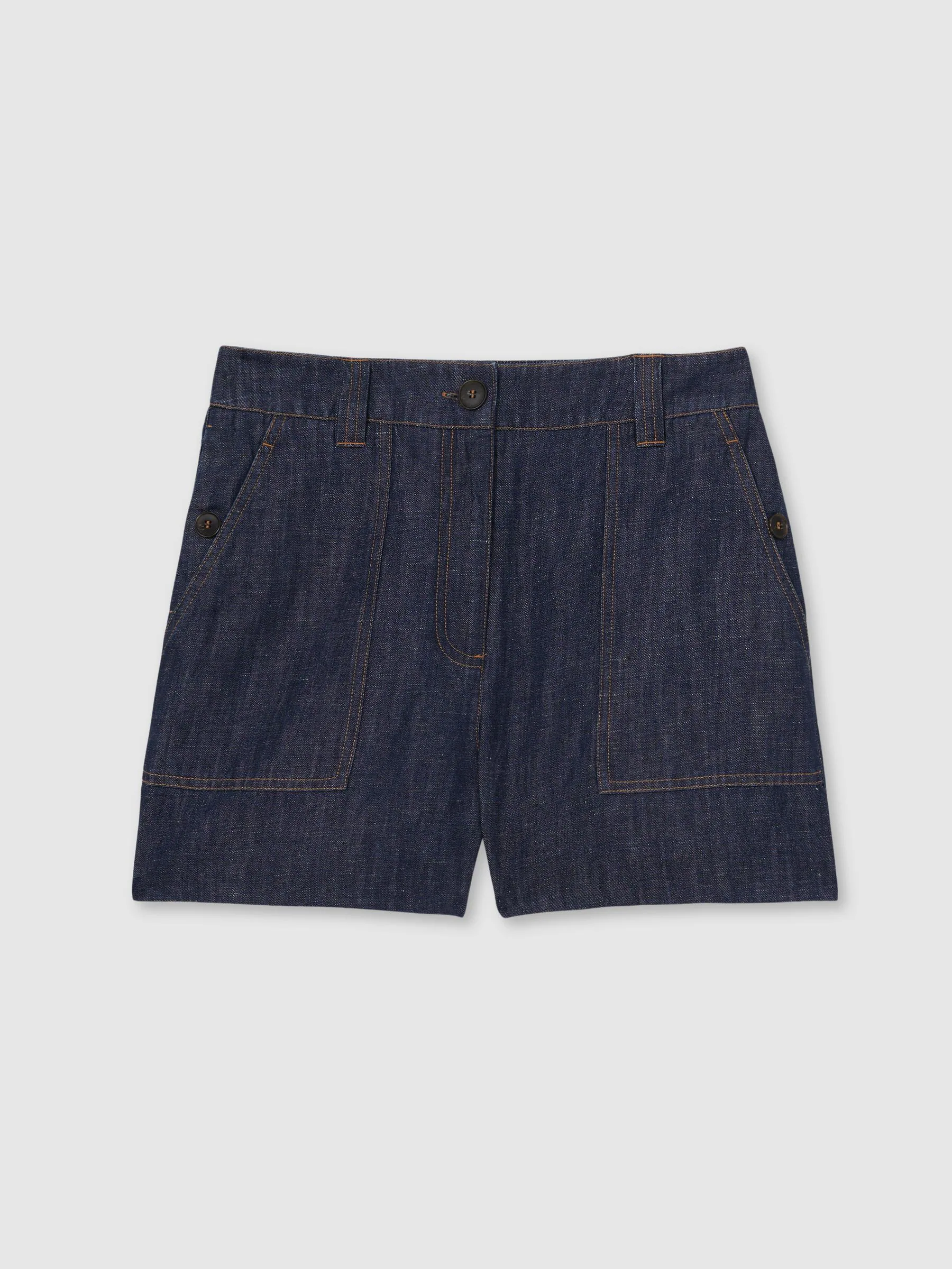 Reiss Indigo Ashby Linen Shorts