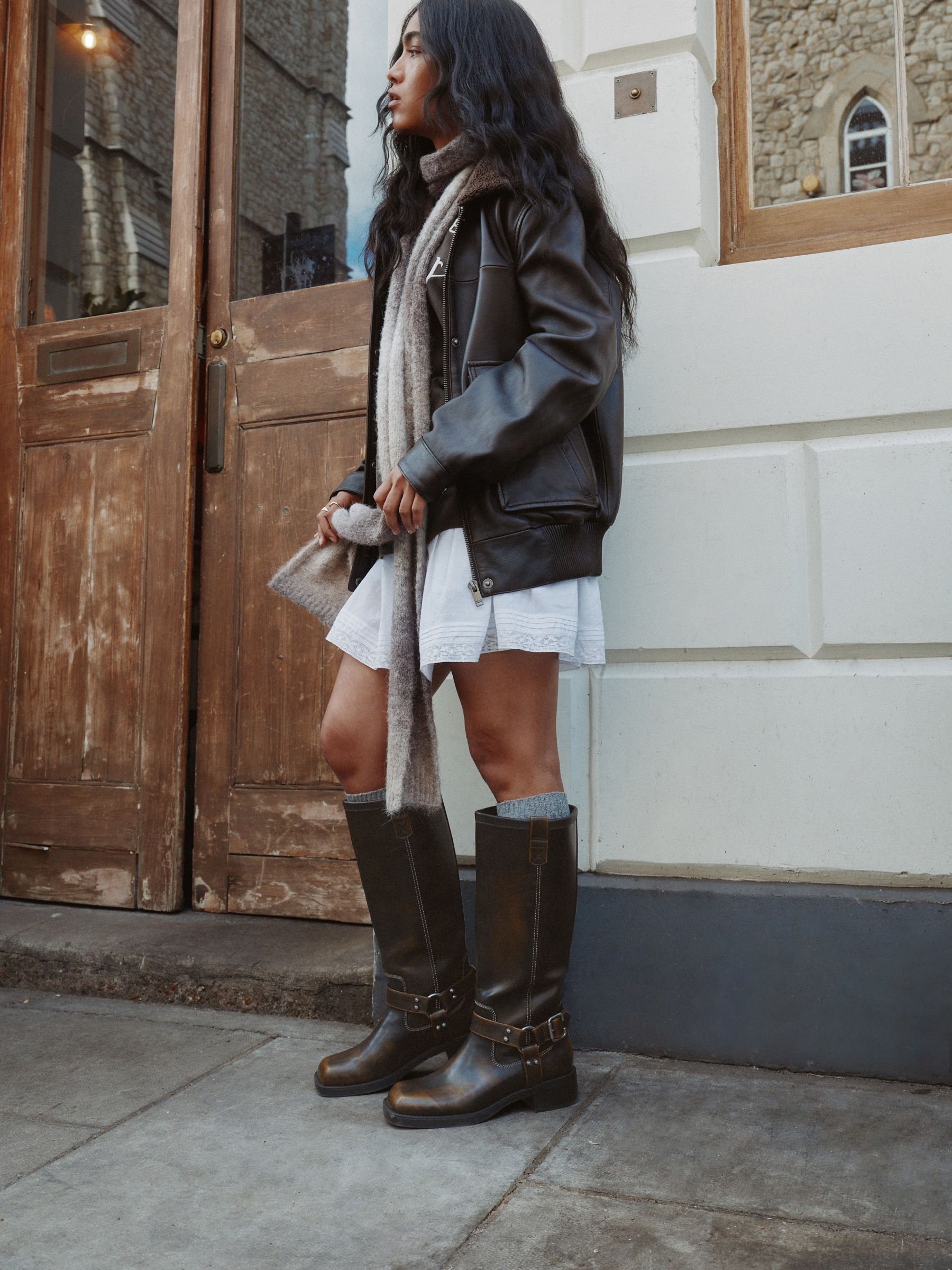 Chocolate Brown Forever Comfort® Knee High Biker Boots