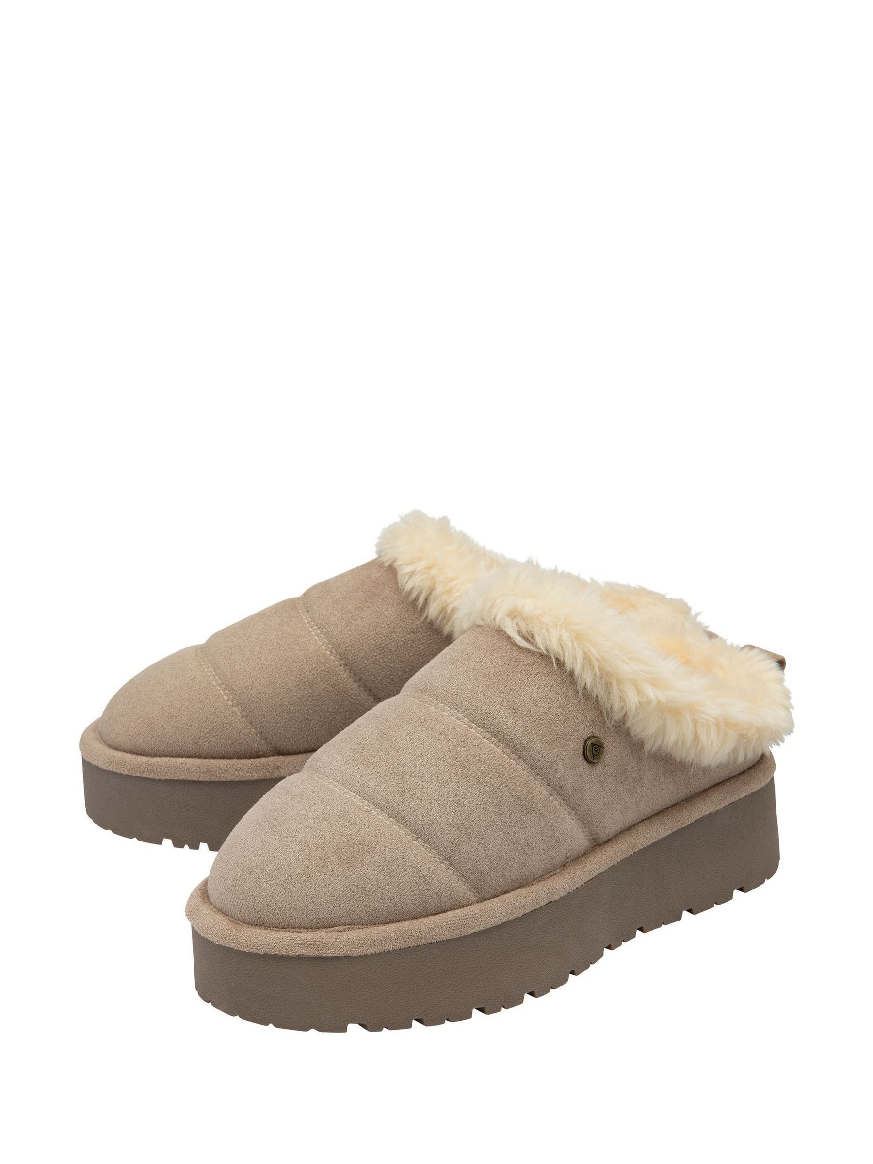 Dunlop Cream Faux Suede Mule Slippers