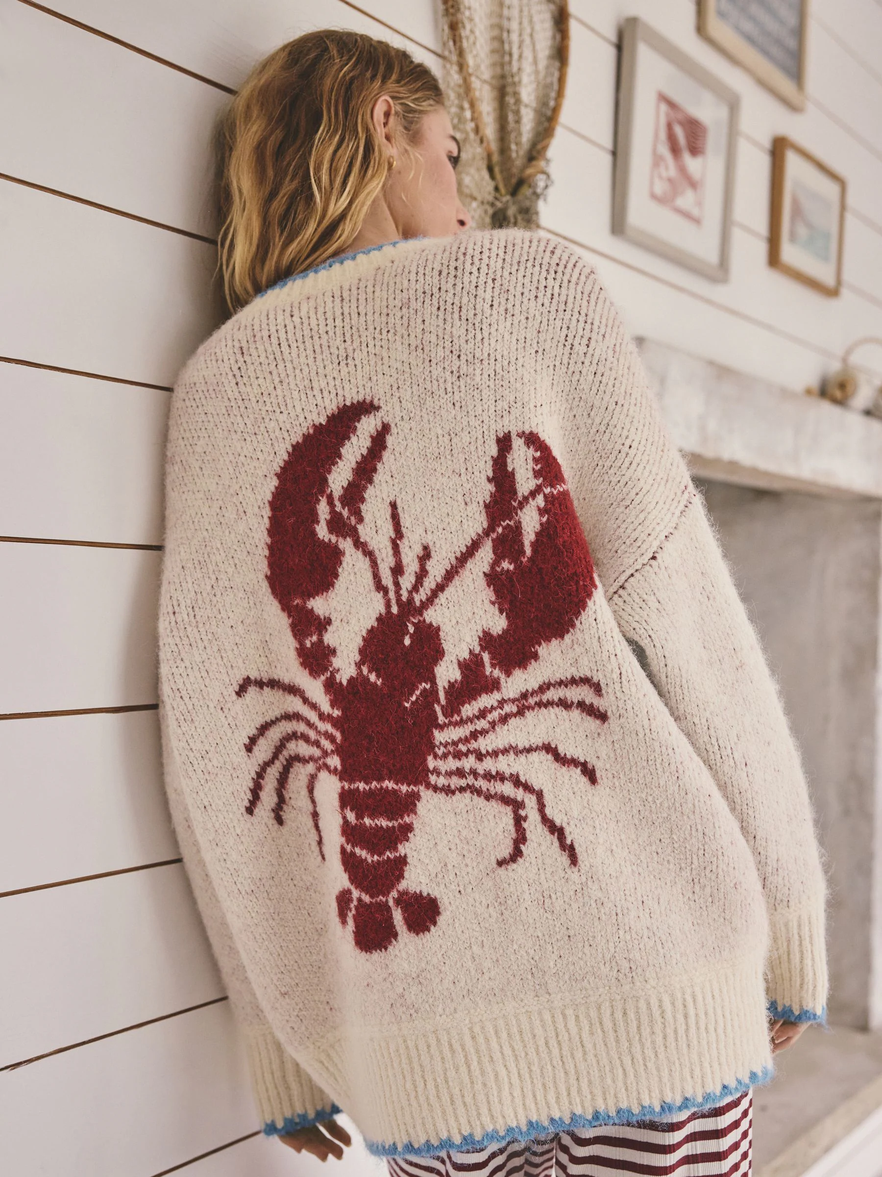 Oatmeal Lobster Button Cardigan