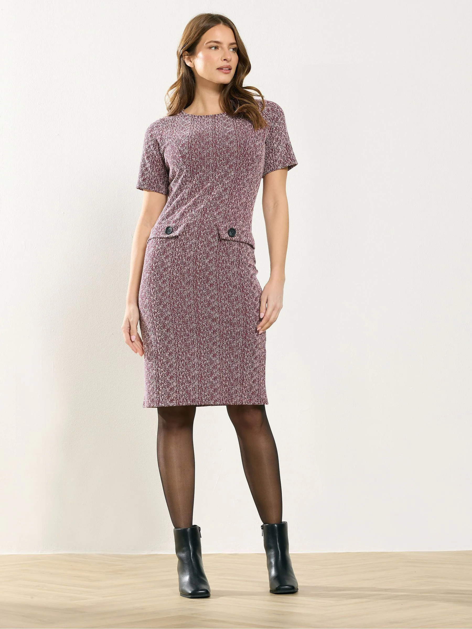 M&Co Red Button Detail Work Midi Dress