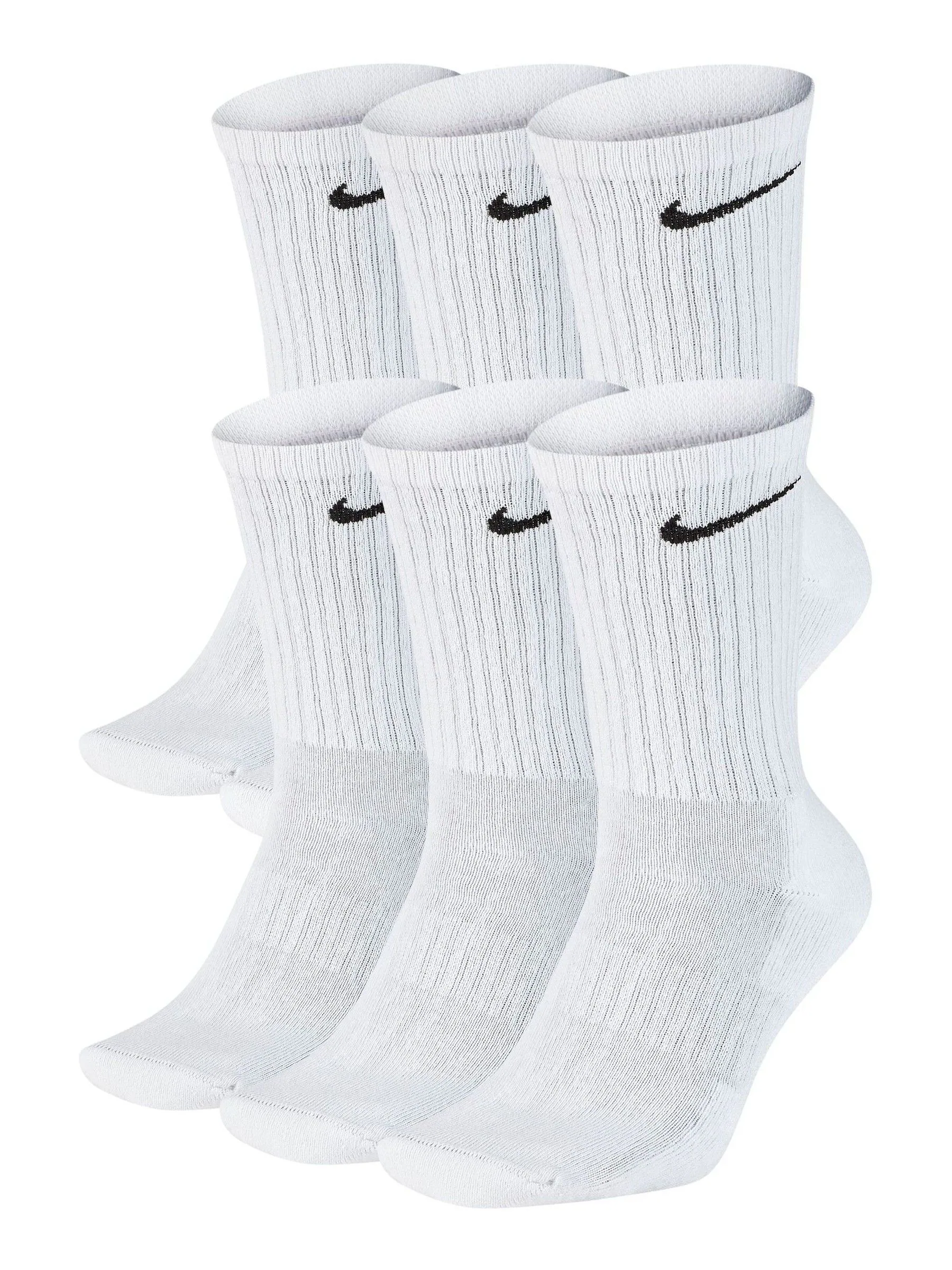 Nike White Crew Everyday Cushioned Socks 6 Pack