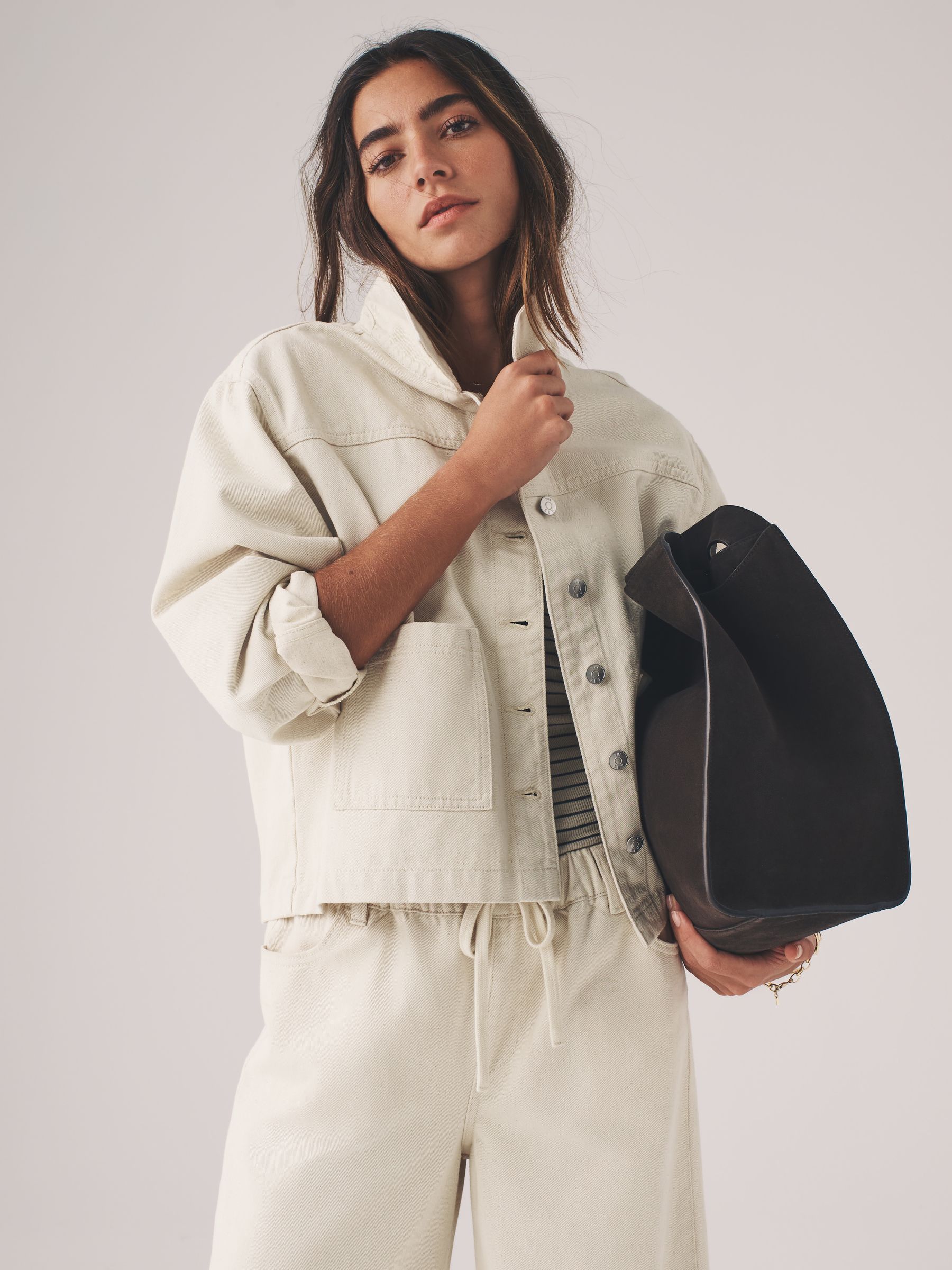 The Set 2 Pack Denim Shackets Ecru/Mid Blue